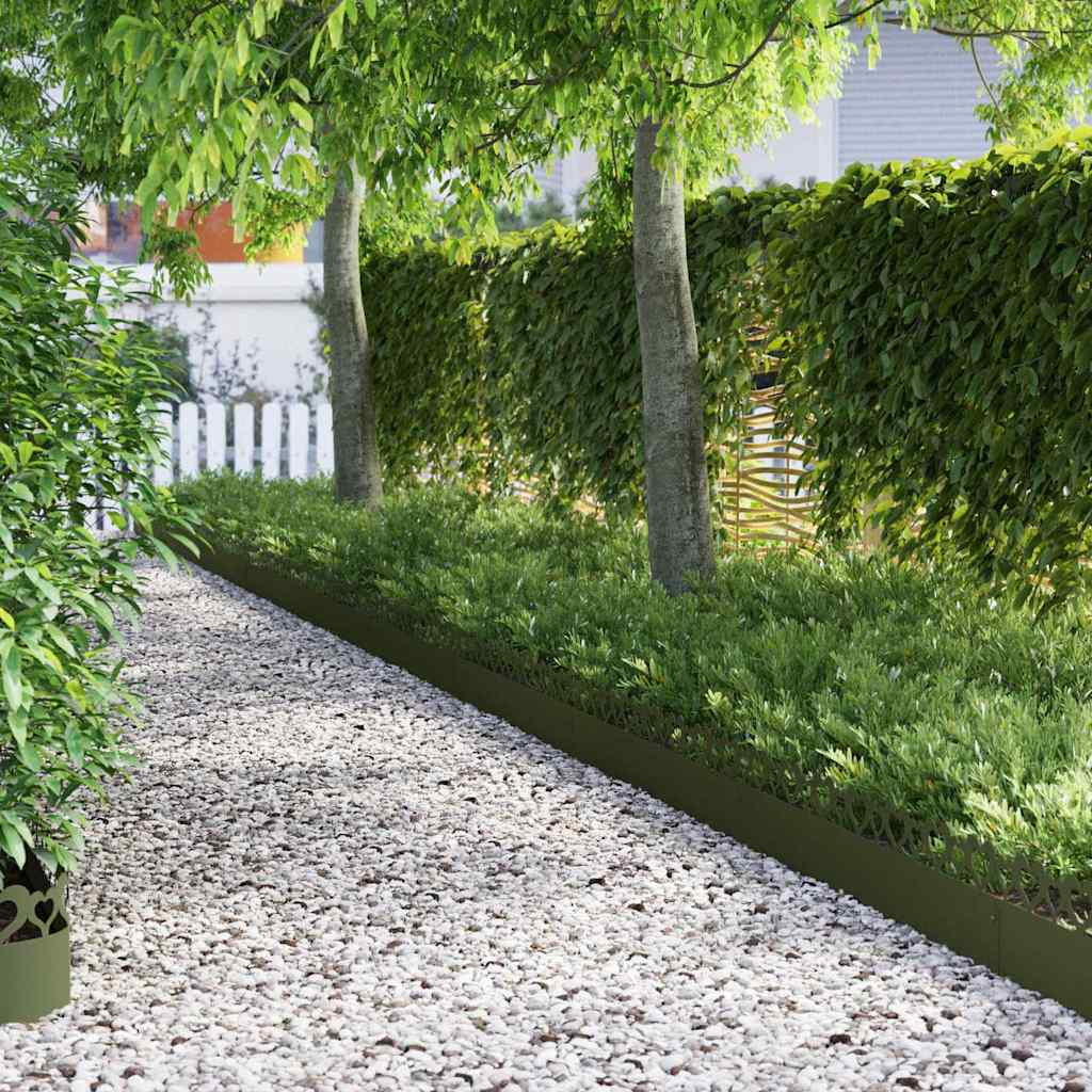 vidaXL Rasenkanten 30 pcs 103 x 0,05 x 22 cm Stahl Olive Grün