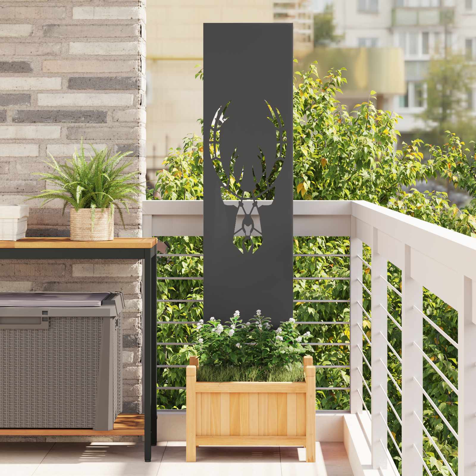 vidaXL Garten Sichtschutz-Leinwand Tiermuster Schwarz 32 x 140 cm