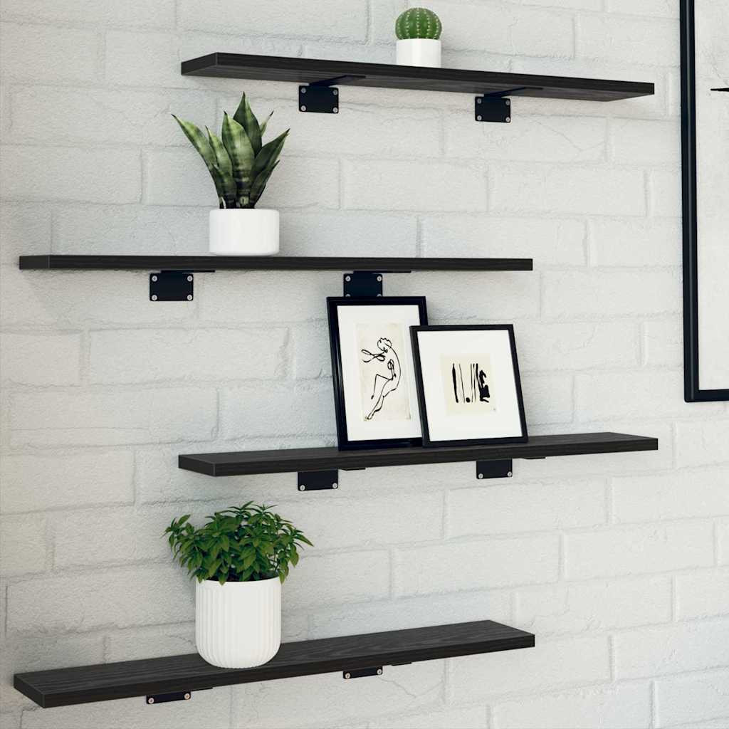 vidaXL Regalbrett 4 pcs Schwarz 60 x 10 x 1,5 cm Holzwerkstoff