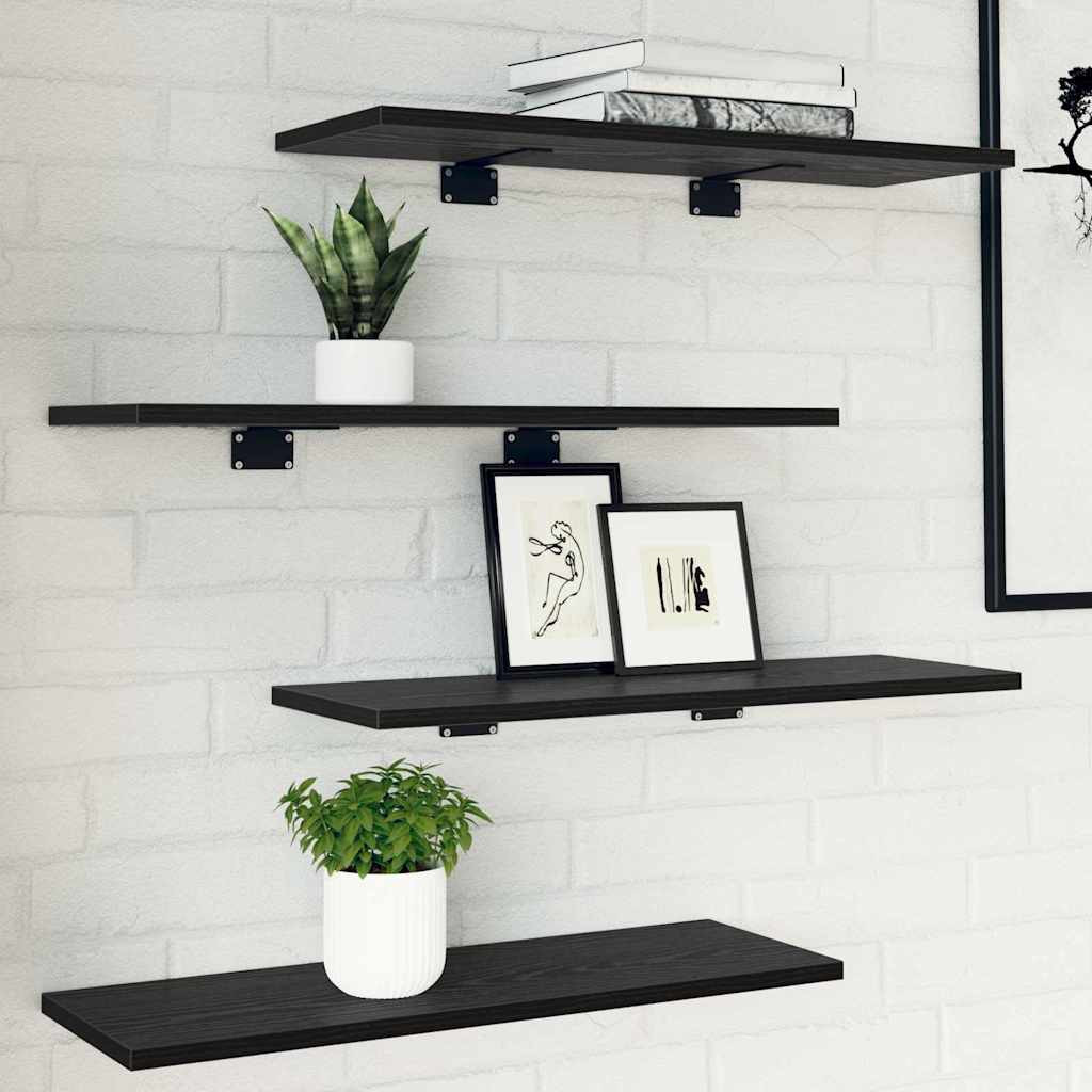 vidaXL Regalbrett 4 pcs Schwarz 60 x 20 x 1,5 cm Holzwerkstoff