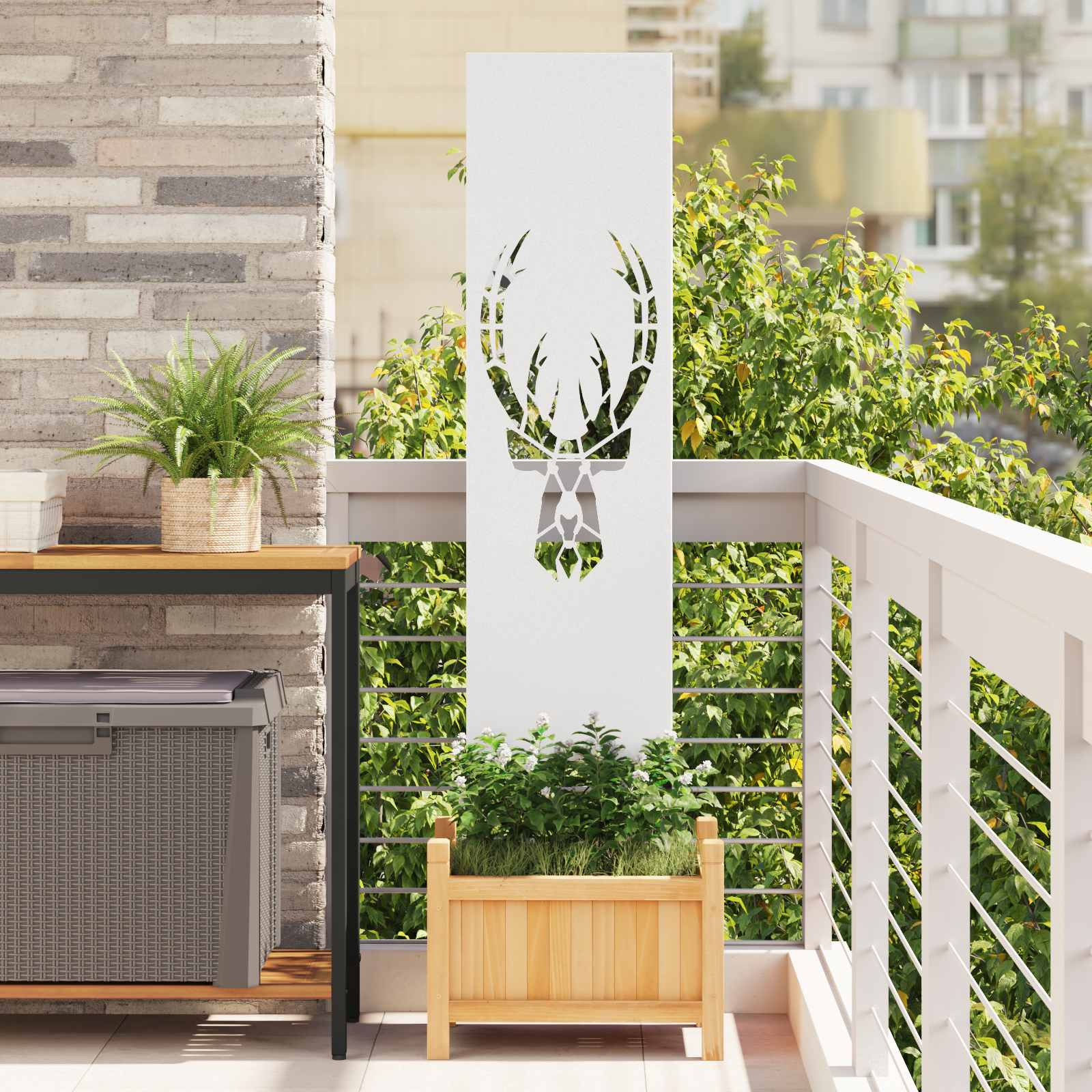 vidaXL Garten Sichtschutz-Leinwand Tiermuster Weiß 32 x 140 cm