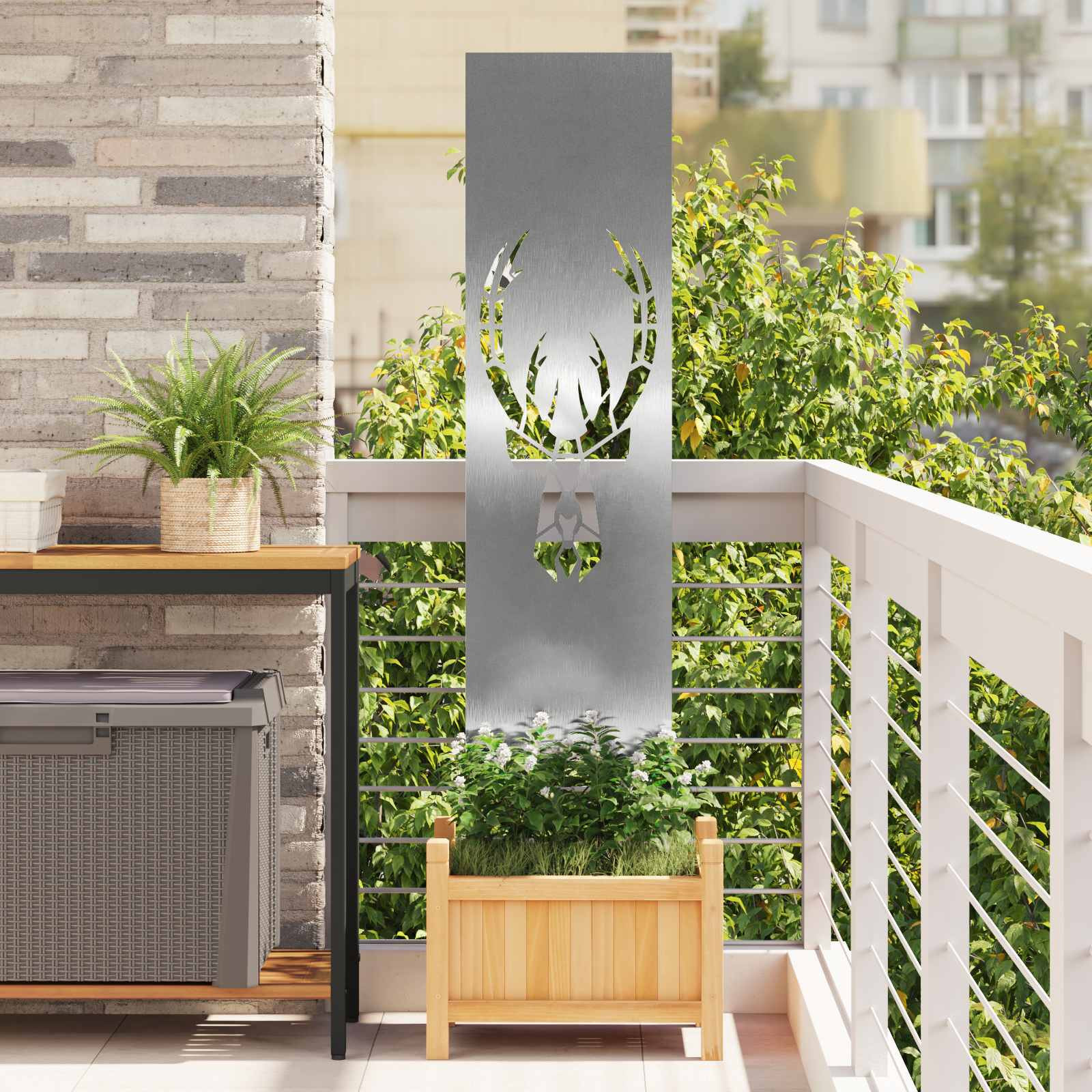vidaXL Garten Sichtschutz-Leinwand Silber 32 x 140 cm Edelstahl
