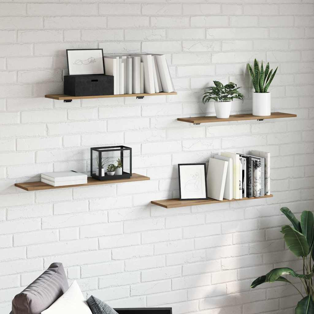 vidaXL Regalbrett 3 Ebenen 4 pcs 80 x 20 x 1,5 cm Holzwerkstoff Braun