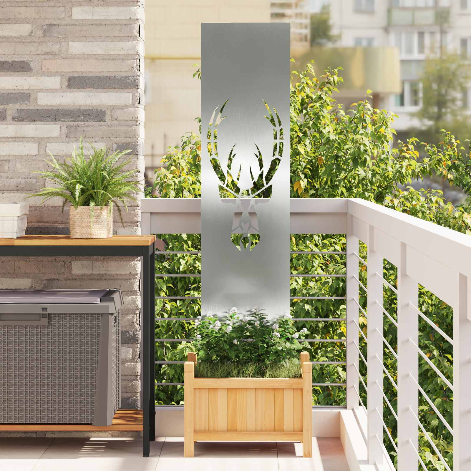 vidaXL Garten Sichtschutz-Leinwand Silber 32 x 140 cm Verzinkter Stahl
