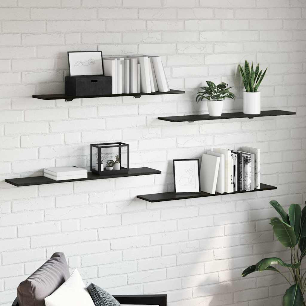 vidaXL Regalbrett 4 pcs Schwarz 100 x 20 x 1.5 cm Holzwerkstoff