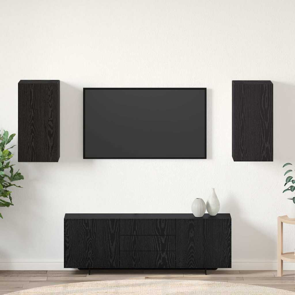 vidaXL Wand-TV-Schrank 2 pcs Schwarz Eichen-Optik 30,5 x 30 x 60 cm