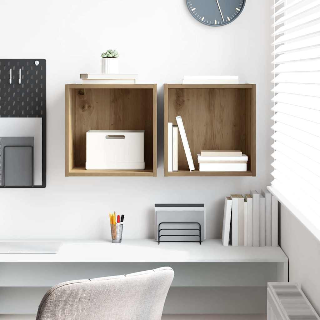 vidaXL Wandschrank Wandhalterung 2 pcs Artisan-Eiche 37 x 37 x 37 cm