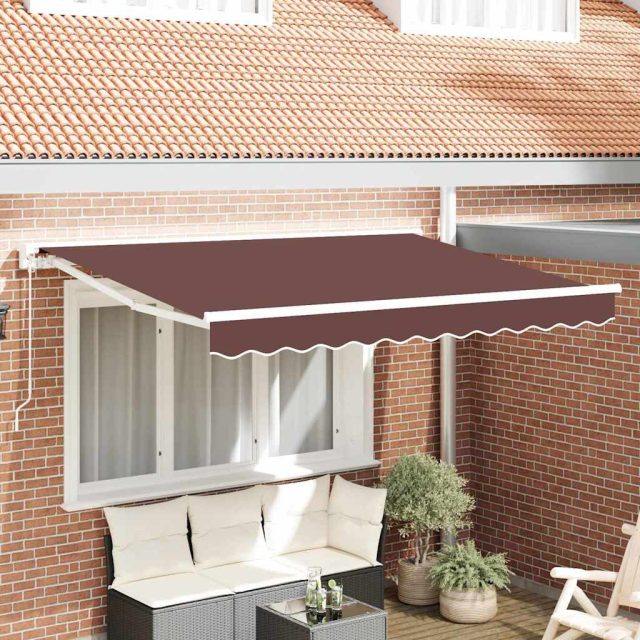 vidaXL Markisenrahmen Braun 350 x 200 cm Polyester mit PU-Beschichtung