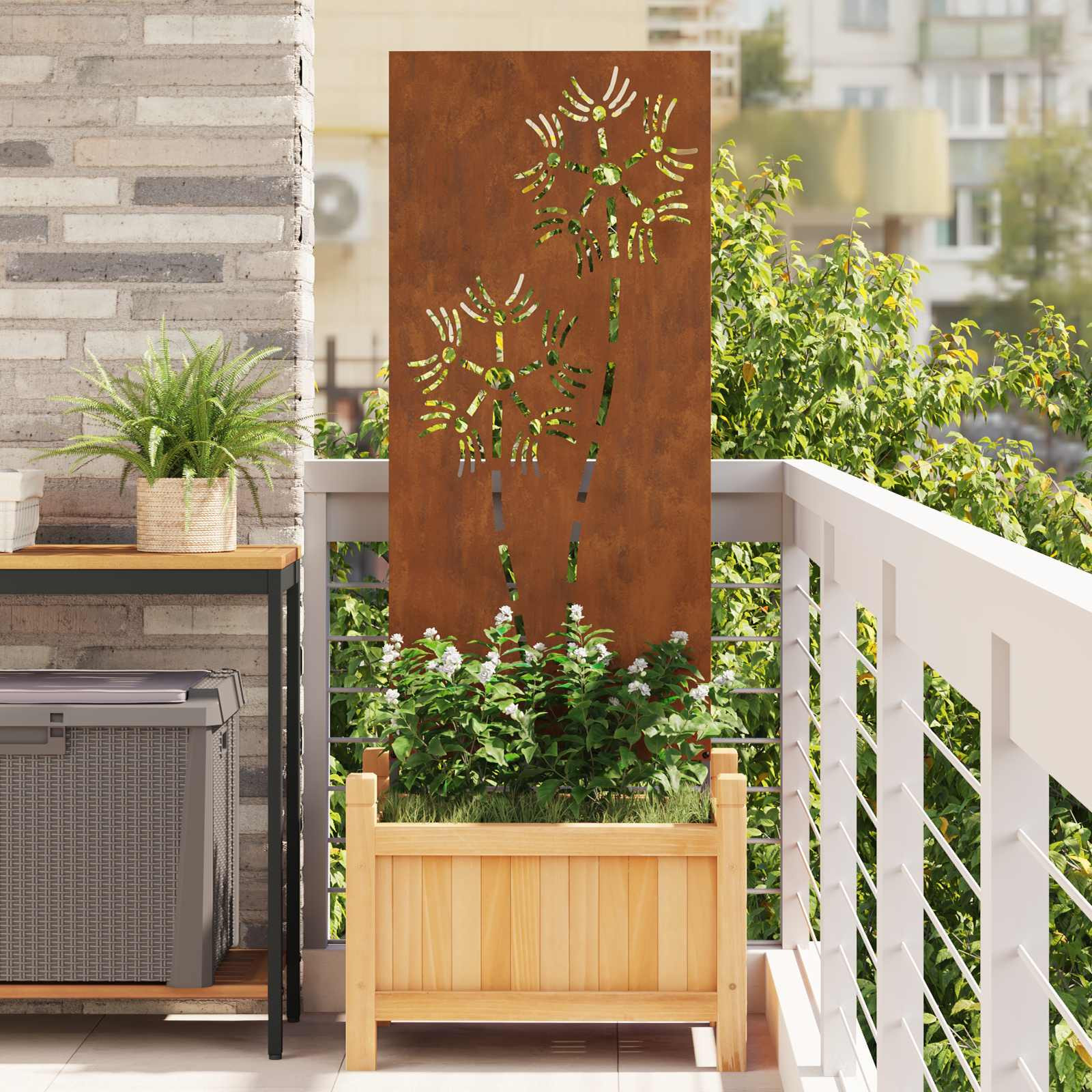vidaXL Garten Sichtschutz-Leinwand Rostig 50 x 140 cm Wetterfeststahl