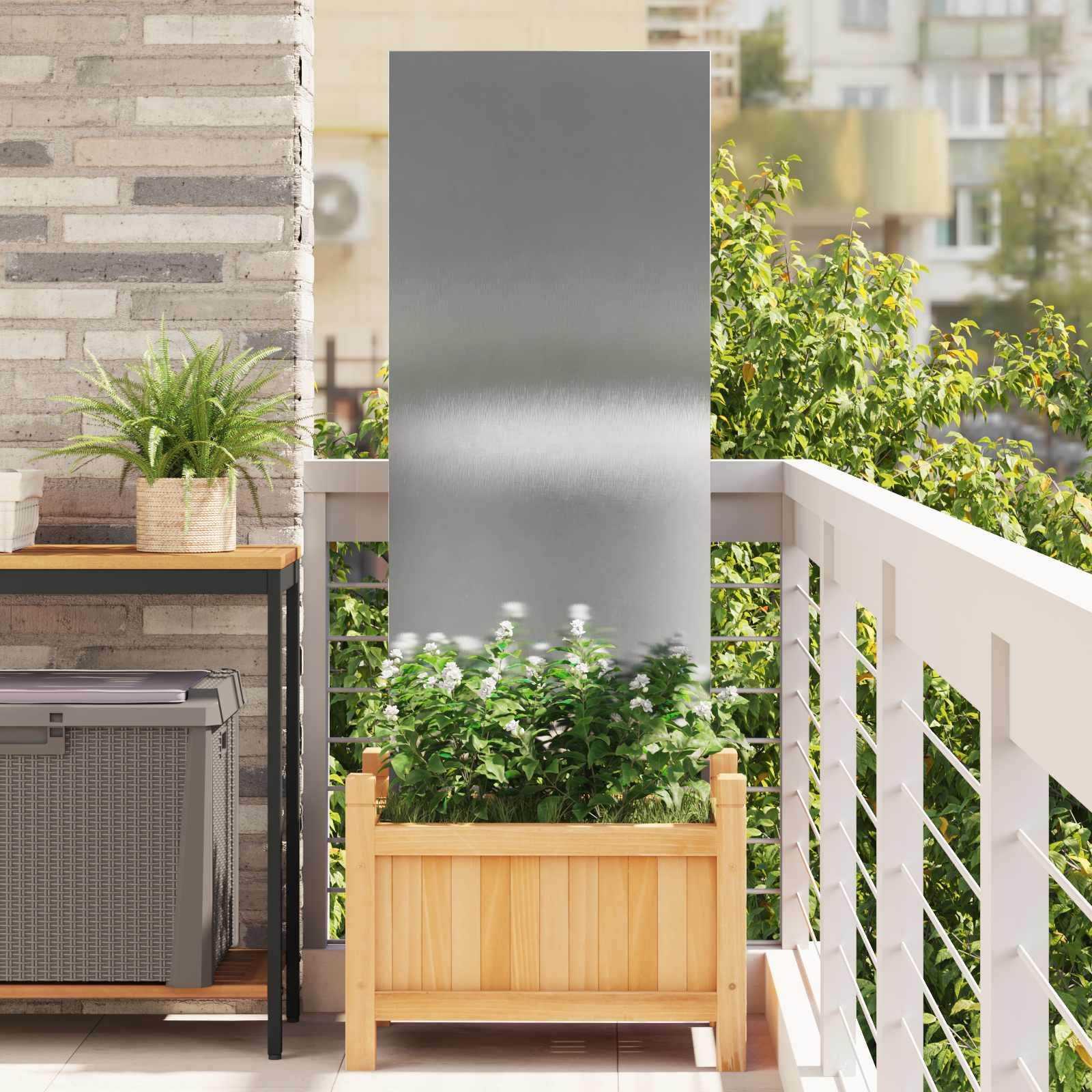 vidaXL Garten Sichtschutz-Leinwand Silber 50 x 140 cm Edelstahl