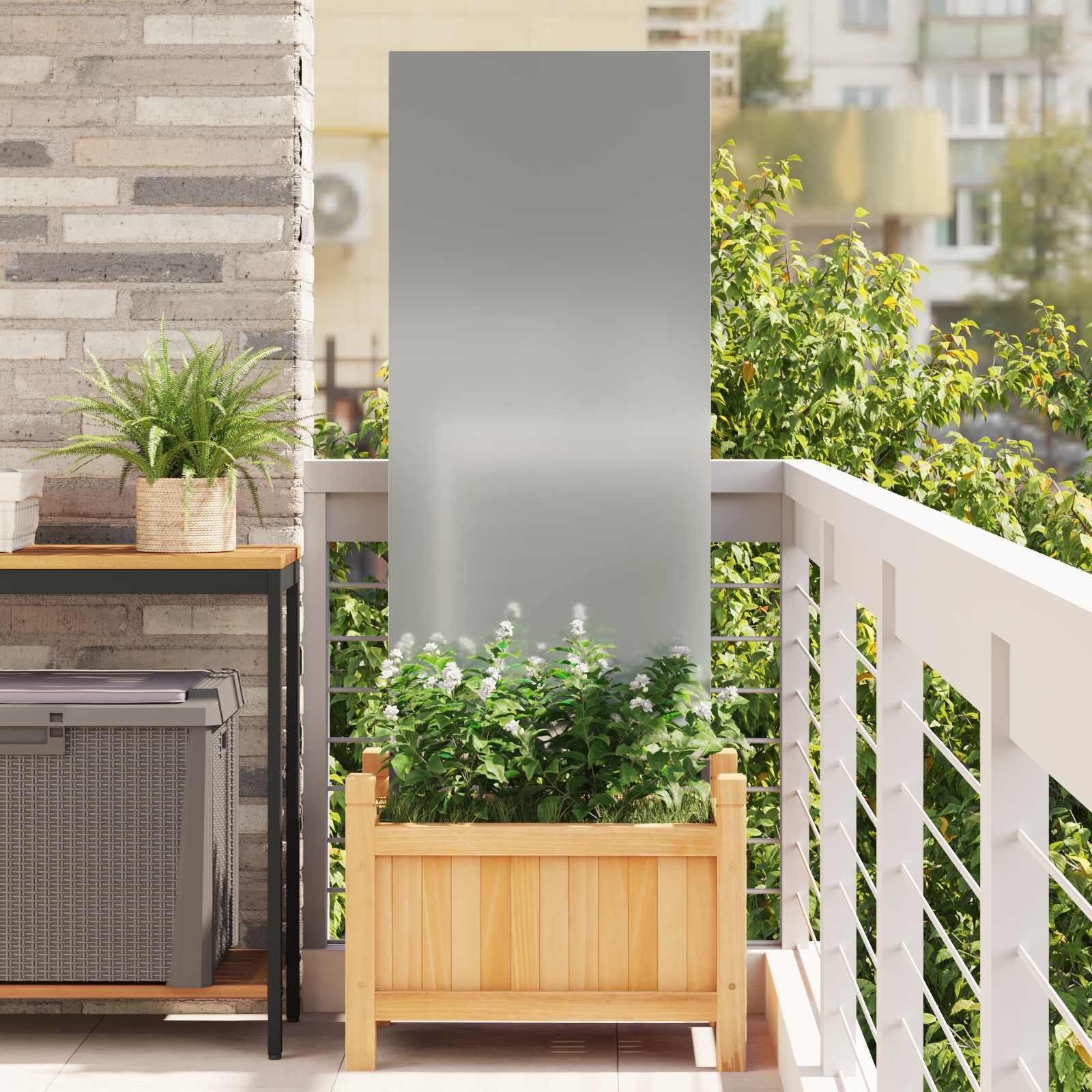vidaXL Garten Sichtschutz-Leinwand Silber 50 x 140 cm Verzinkter Stahl