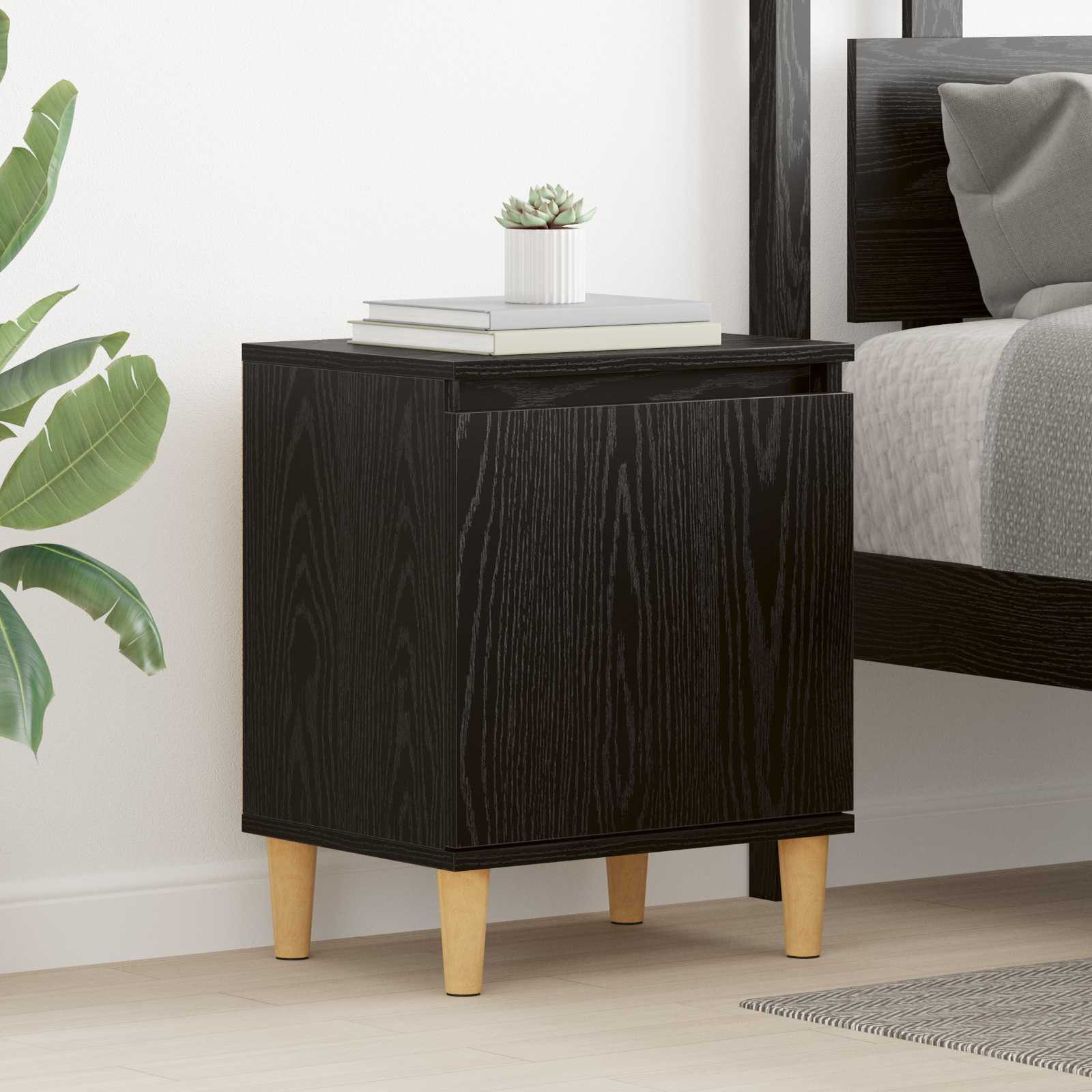 vidaXL Nachttisch Schwarz Eichen-Optik 40 x 30 x 50 cm Holzwerkstoff