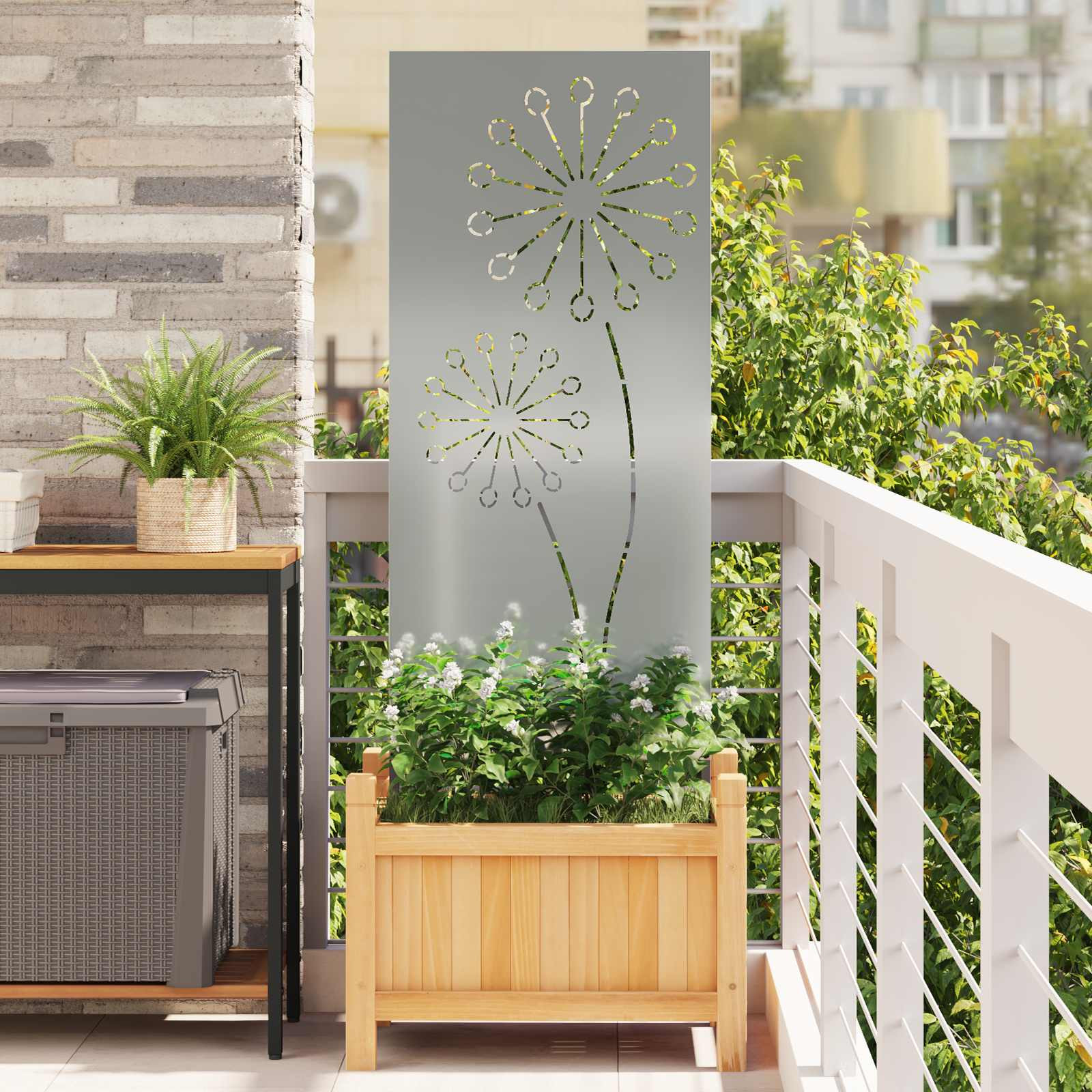 vidaXL Garten Sichtschutz-Leinwand Silber 50 x 140 cm Verzinkter Stahl