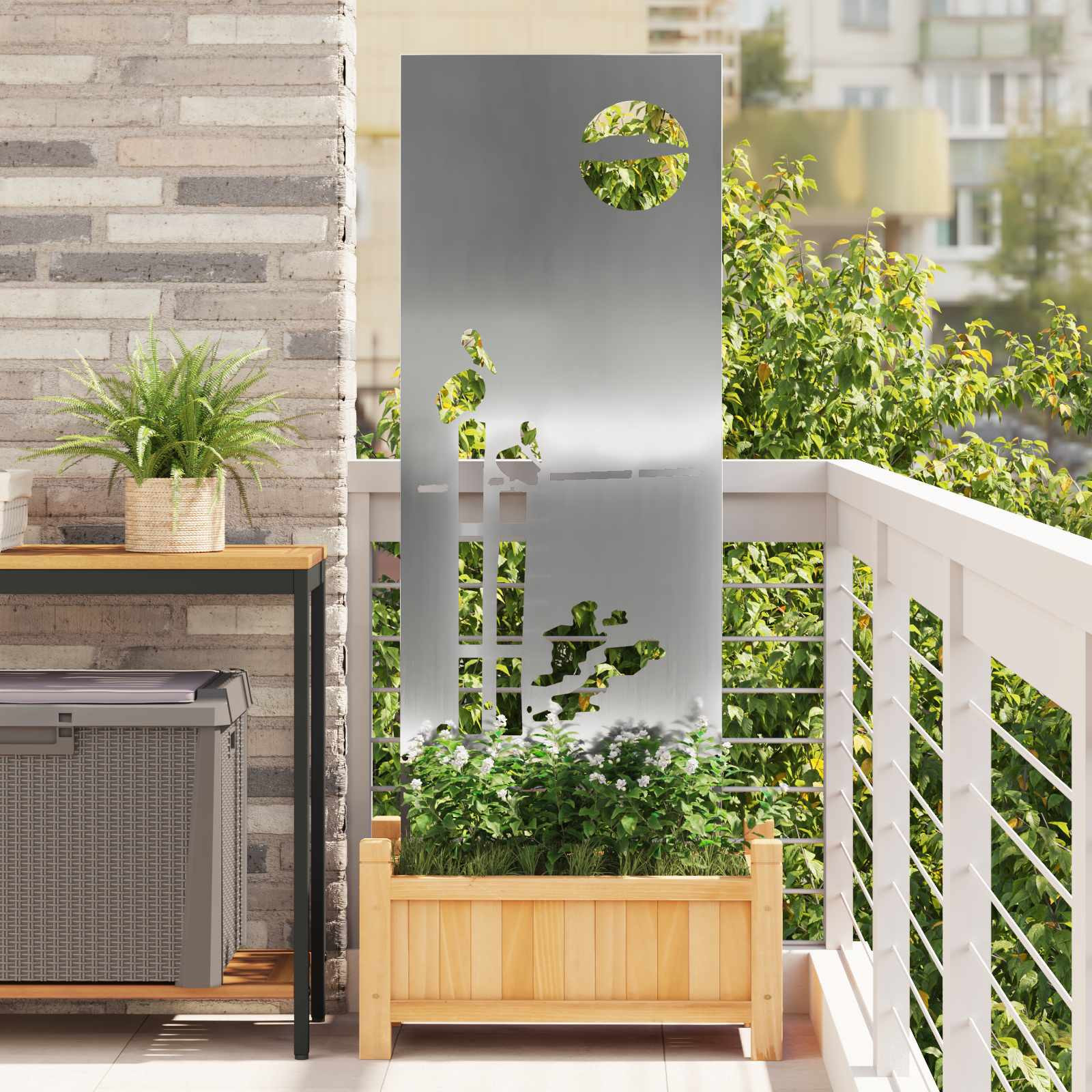 vidaXL Garten Sichtschutz-Leinwand Silber 50 x 140 cm Verzinkter Stahl