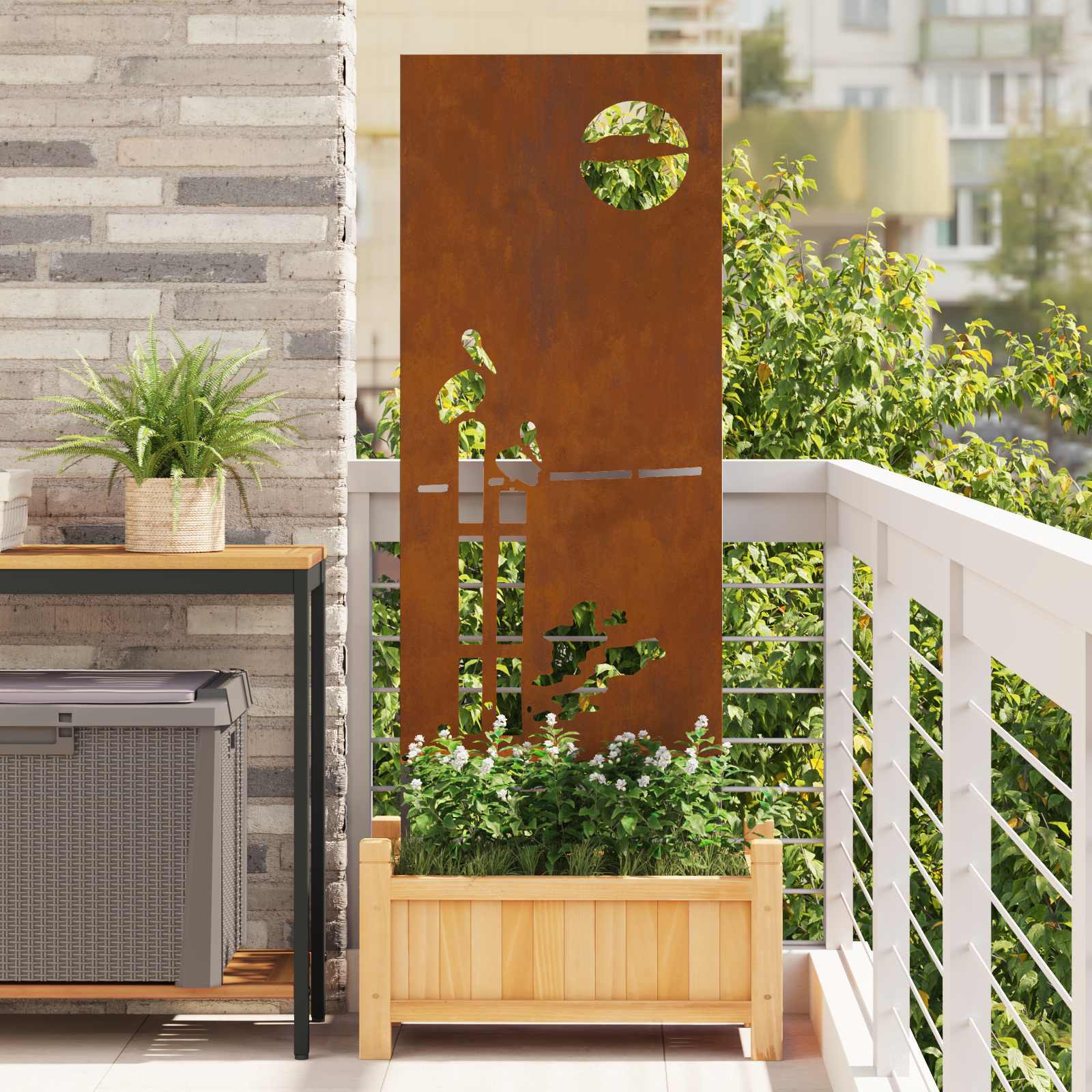 vidaXL Garten Sichtschutz-Leinwand Rostig 50 x 140 cm Wetterfeststahl