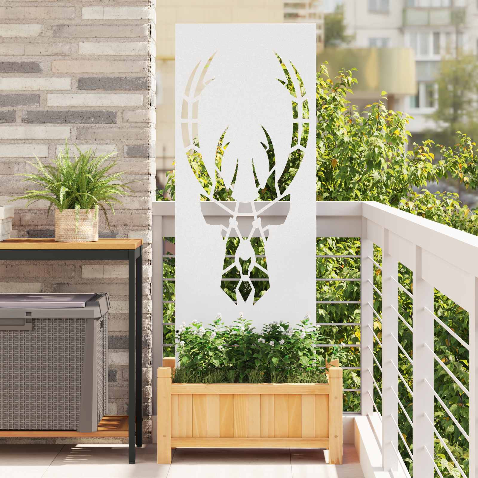 vidaXL Garten Sichtschutz-Leinwand Tiermuster Weiß 50 x 140 cm