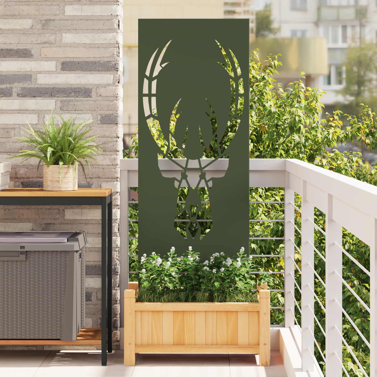 vidaXL Garten Sichtschutz-Leinwand Tiermuster Olivgrün 50 x 140 cm
