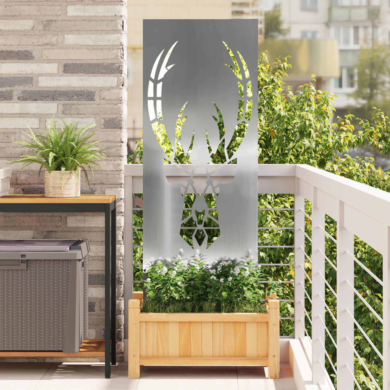 vidaXL Garten Sichtschutz-Leinwand Silber 50 x 140 cm Verzinkter Stahl