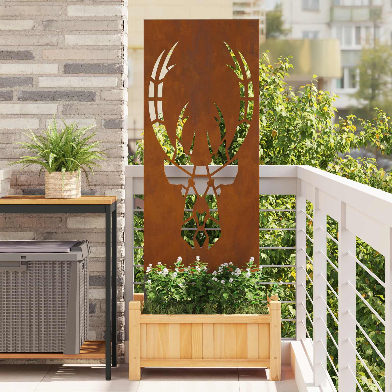 vidaXL Garten Sichtschutz-Leinwand Rostig 50 x 140 cm Wetterfeststahl
