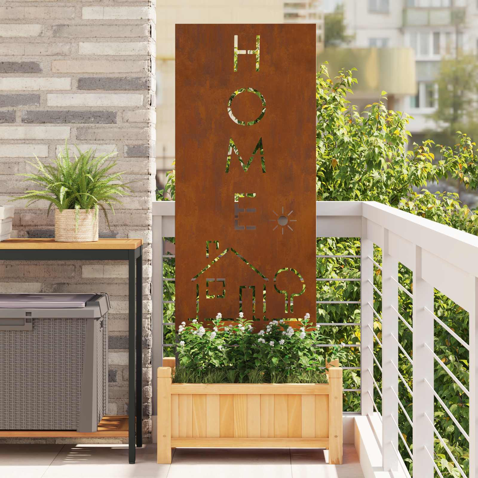 vidaXL Garten Sichtschutz-Leinwand Rostig 50 x 140 cm Wetterfeststahl
