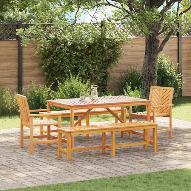 vidaXL Garten Essgruppe 5 Stk. Braun Massivholz Akazie