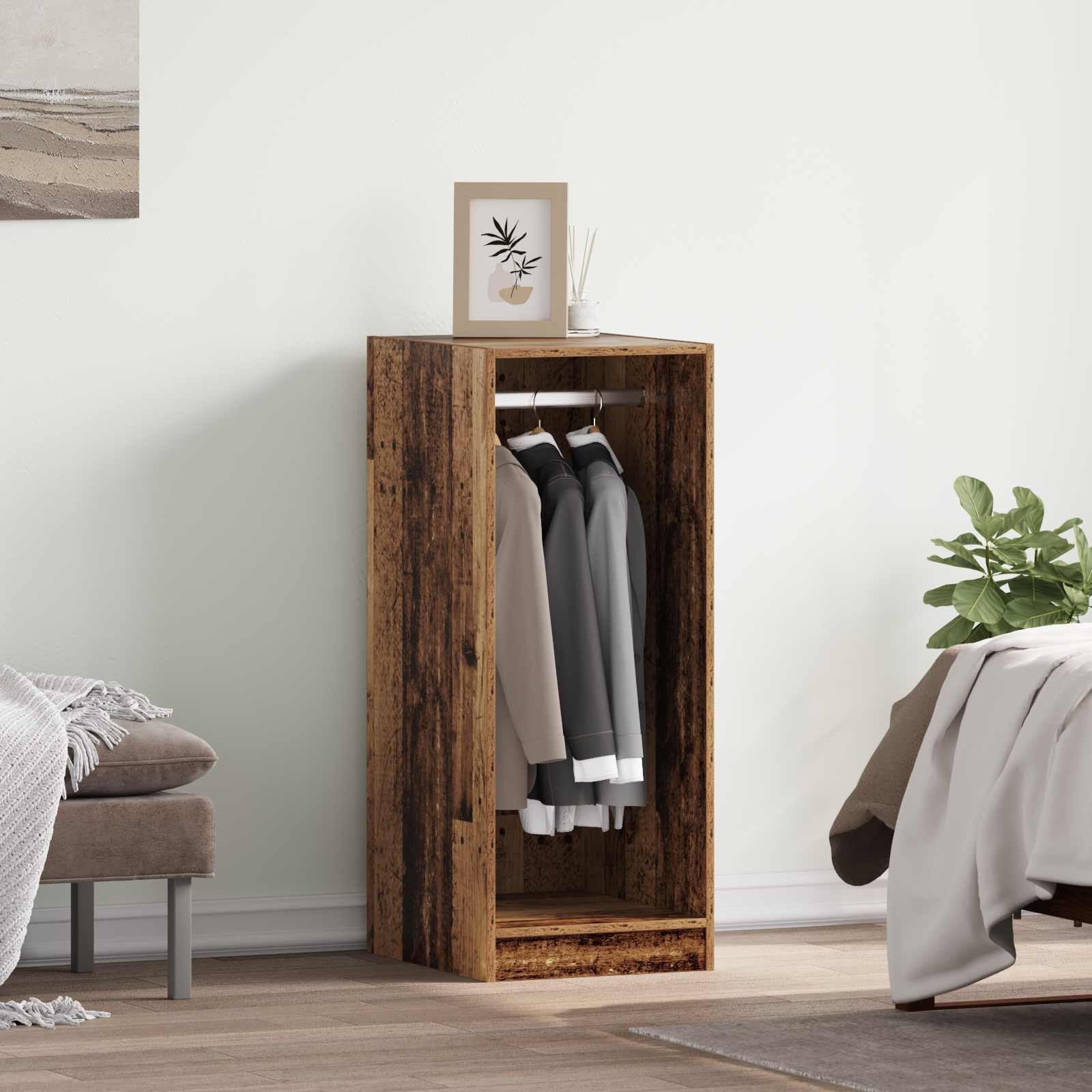 vidaXL Kleiderschrank mit Regal mit Speicher Altholz 41 x 48 x 102 cm