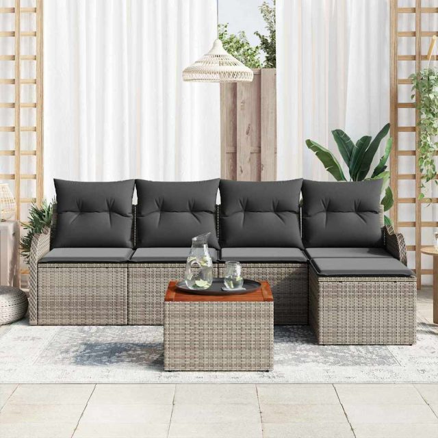 vidaXL Gartensofa-set mit Kissen 6 pcs Grau Poly-Rattan