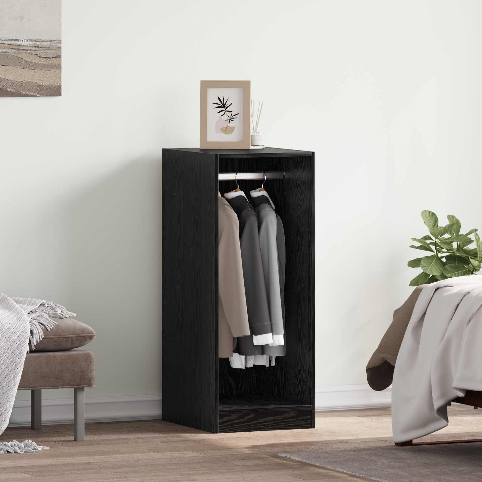 vidaXL Kleiderschrank mit Regal Schwarz Eichen-Optik 41 x 48 x 102 cm