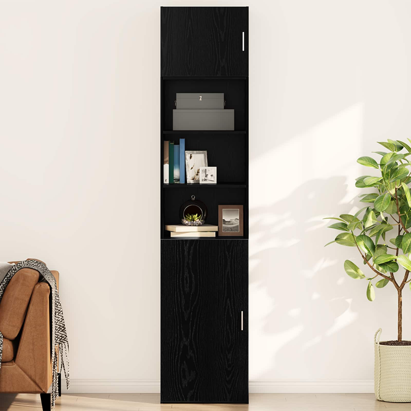 vidaXL Wandschrank Wandmontiert Schwarz Eichen-Optik 50 x 42,5 x 40 cm