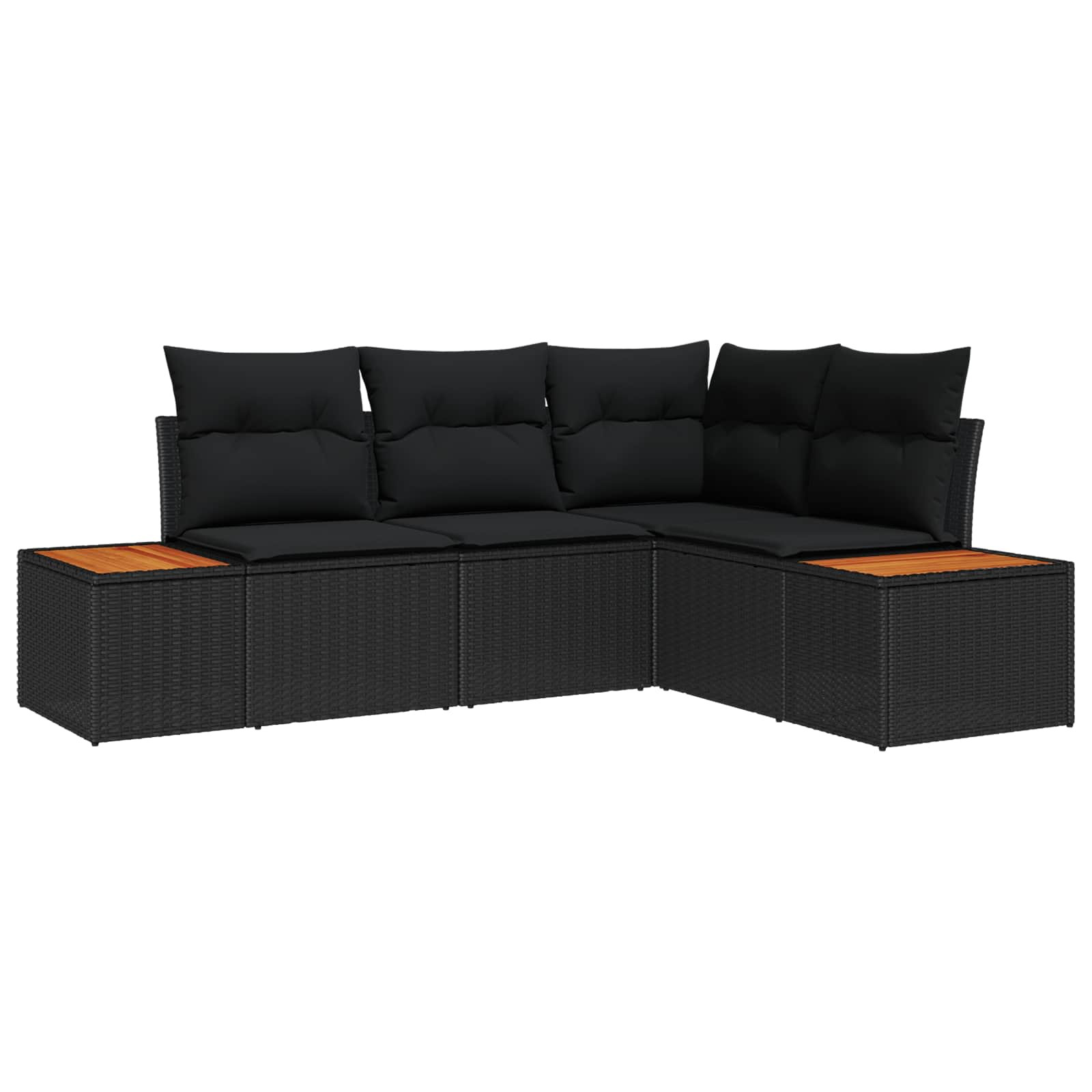 vidaXL Gartensofa-set mit Kissen 5 pcs Schwarz Poly Rattan