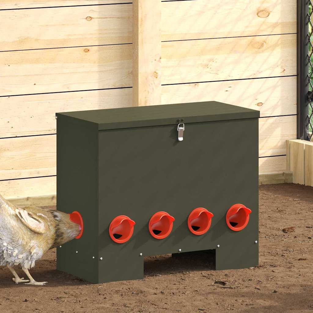 vidaXL Hühnerfütterer 2 pcs Olive Grün 60,5 x 29 x 51 cm