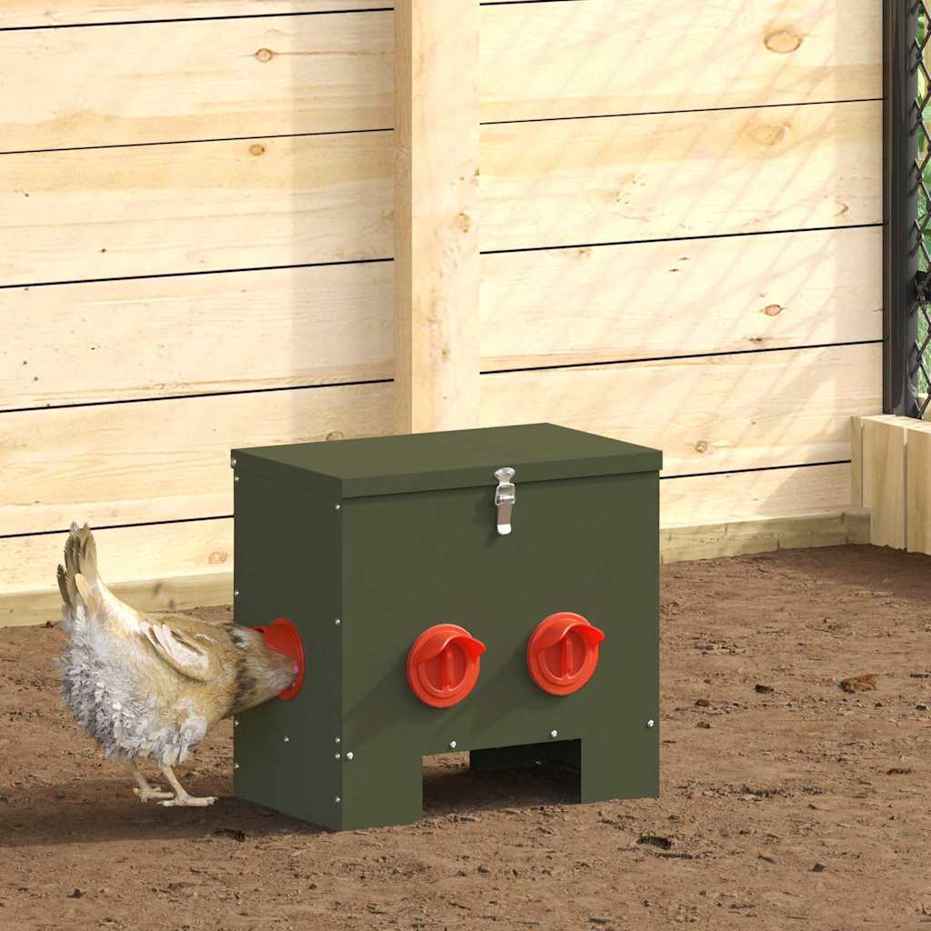 vidaXL Hühnerfütterer 2 pcs Olive Grün 40,5 x 25 x 38 cm