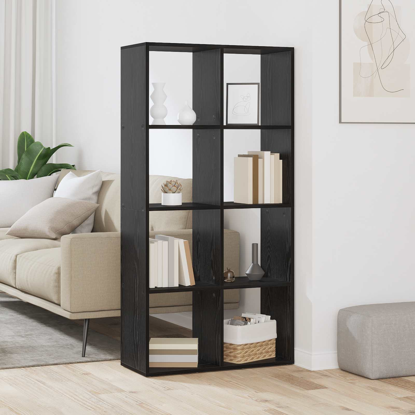 vidaXL Bücherregal Schwarz Eichen-Optik 69,5 x 29 x 137,5 cm