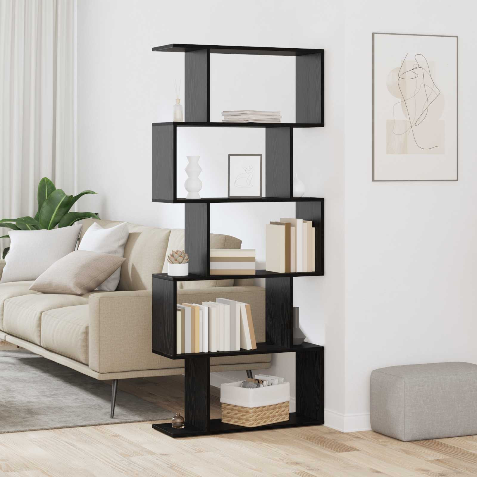 vidaXL Bücherregal Schwarz Eichen-Optik 70 x 24 x 161 cm Holzwerkstoff