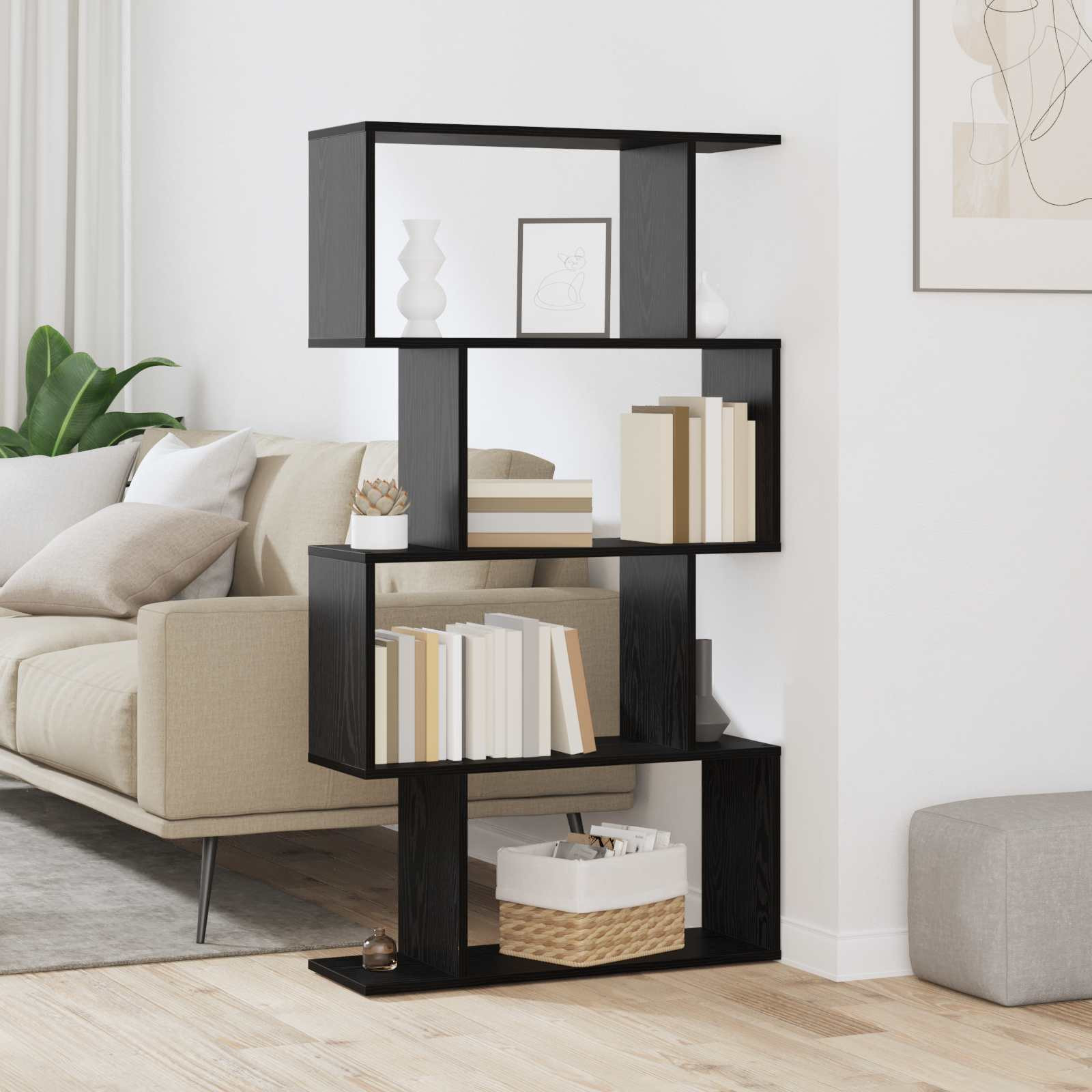 vidaXL Bücherregal Schwarz Eichen-Optik 70 x 24 x 129 cm Holzwerkstoff