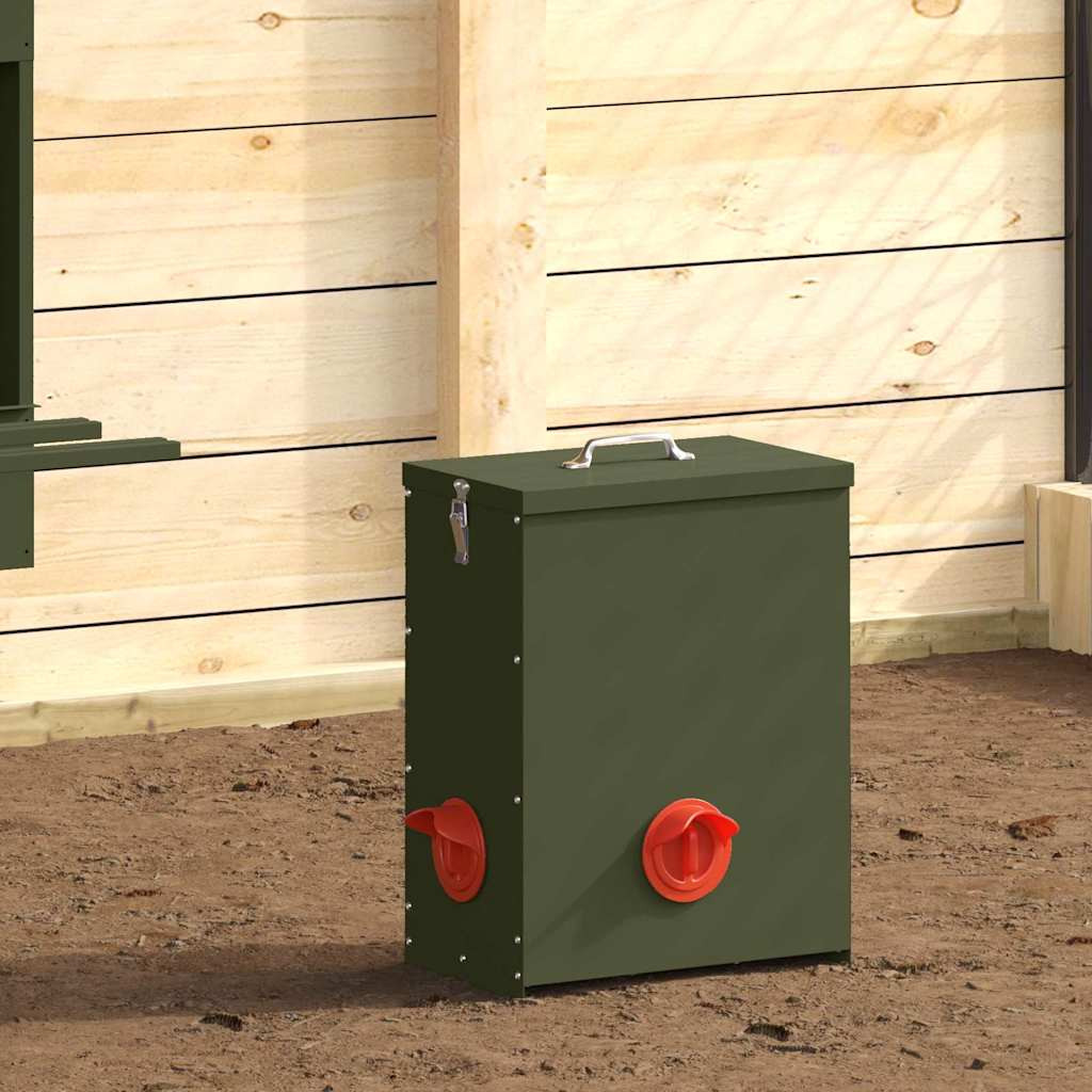 vidaXL Hühnerfütterer 2 pcs Olive Grün 32,5 x 20,5 x 43 cm