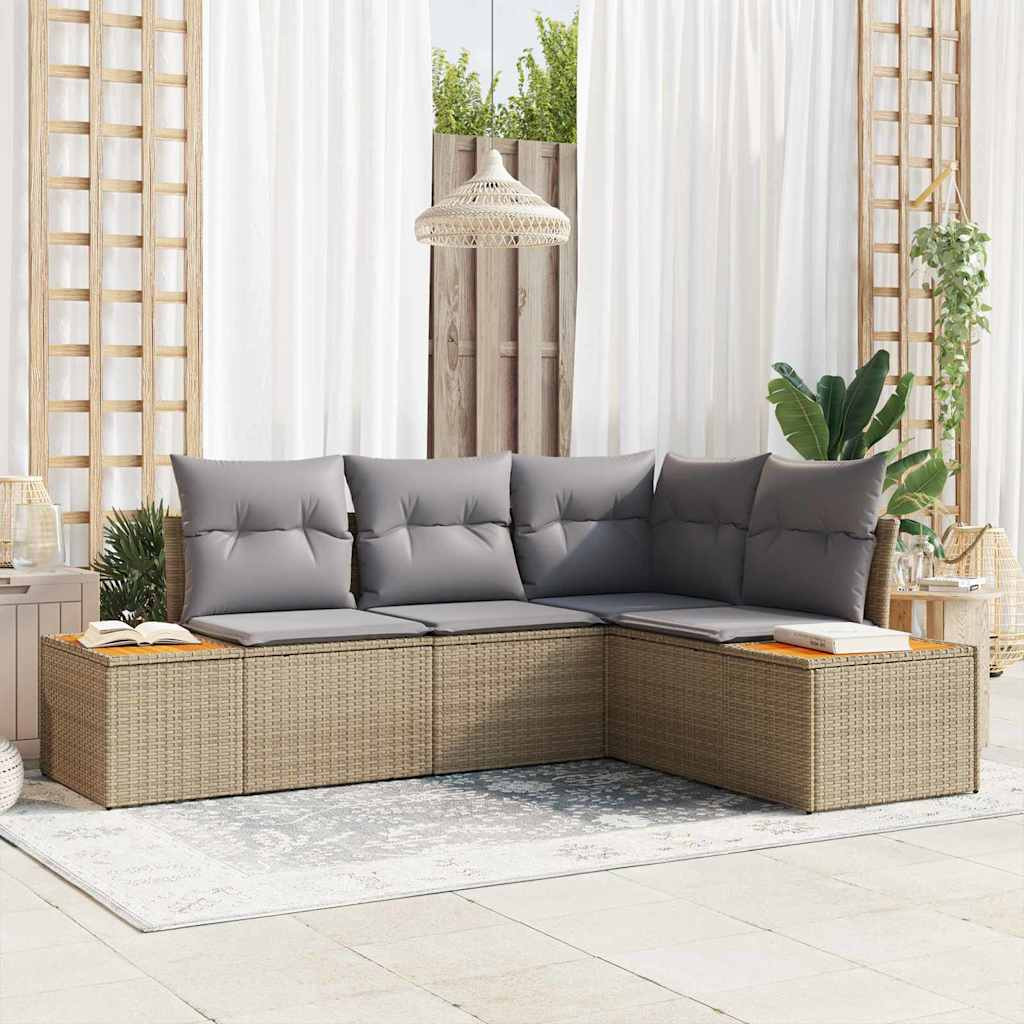 vidaXL Gartensofa-set mit Kissen 5 pcs Hellgrau Poly Rattan