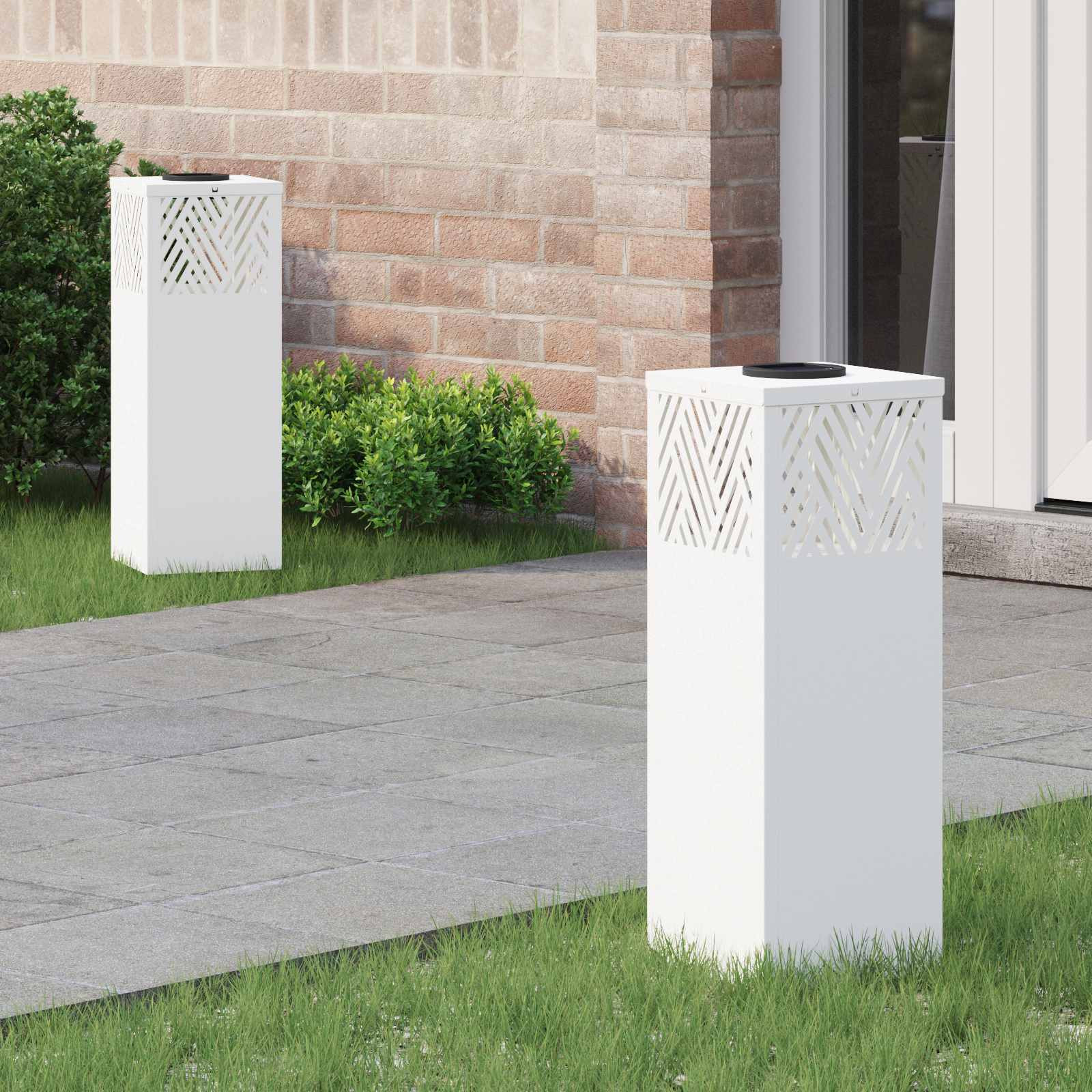 vidaXL Solar LED Weg Licht 2 pcs Warmes Weiß 18 x 18 x 50 cm