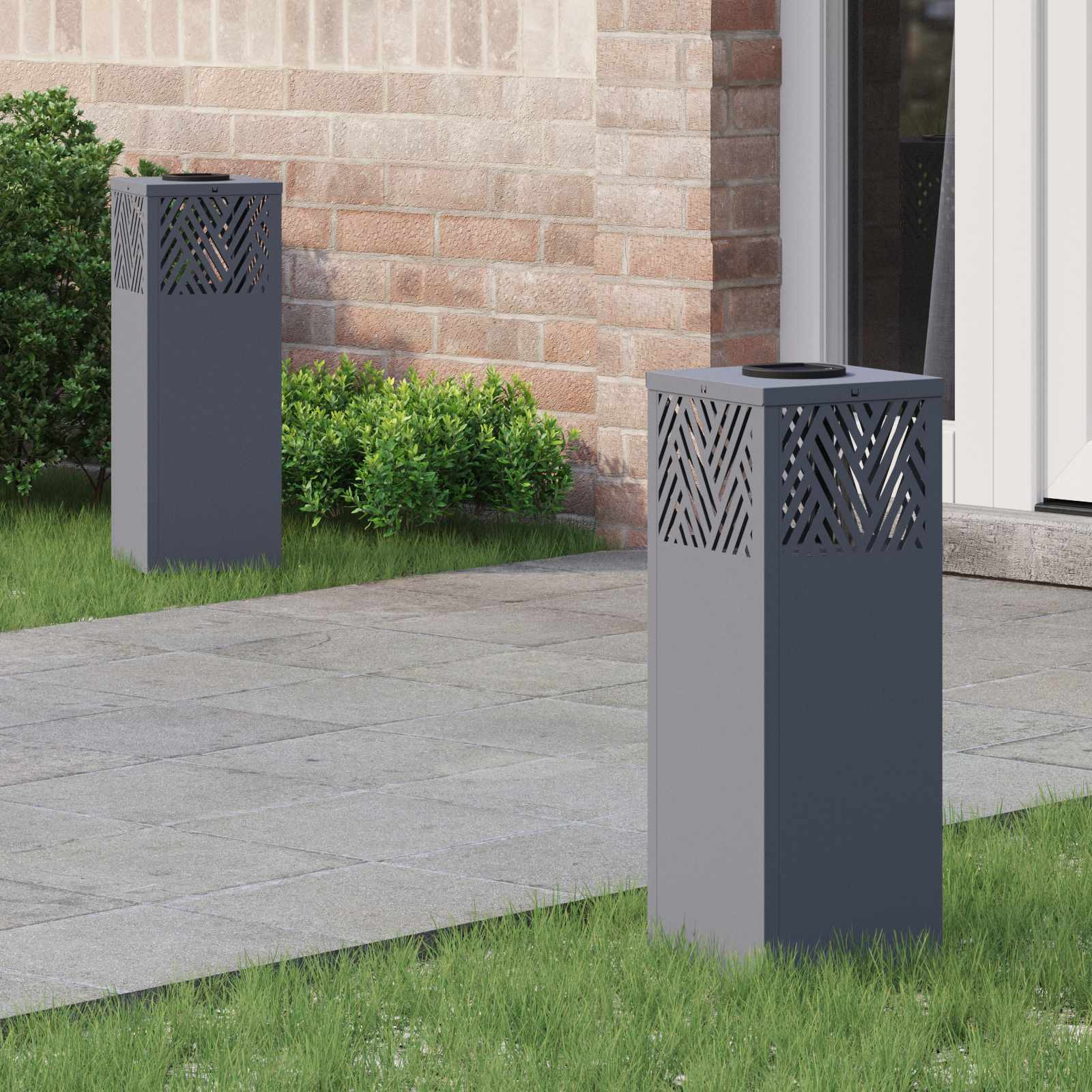 vidaXL Solar LED Weg Licht 2 pcs Warmes Weiß 18 x 18 x 50 cm