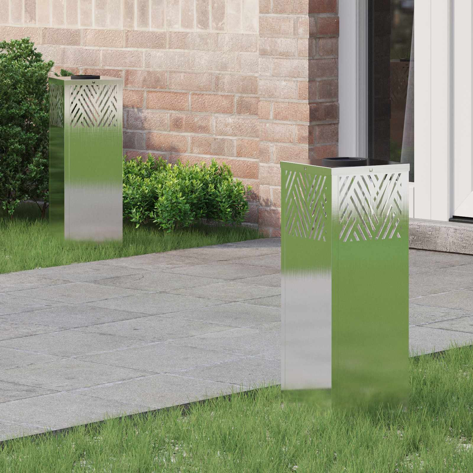 vidaXL Solar LED Weg Licht 2 pcs Warmes Weiß 18 x 18 x 50 cm Edelstahl