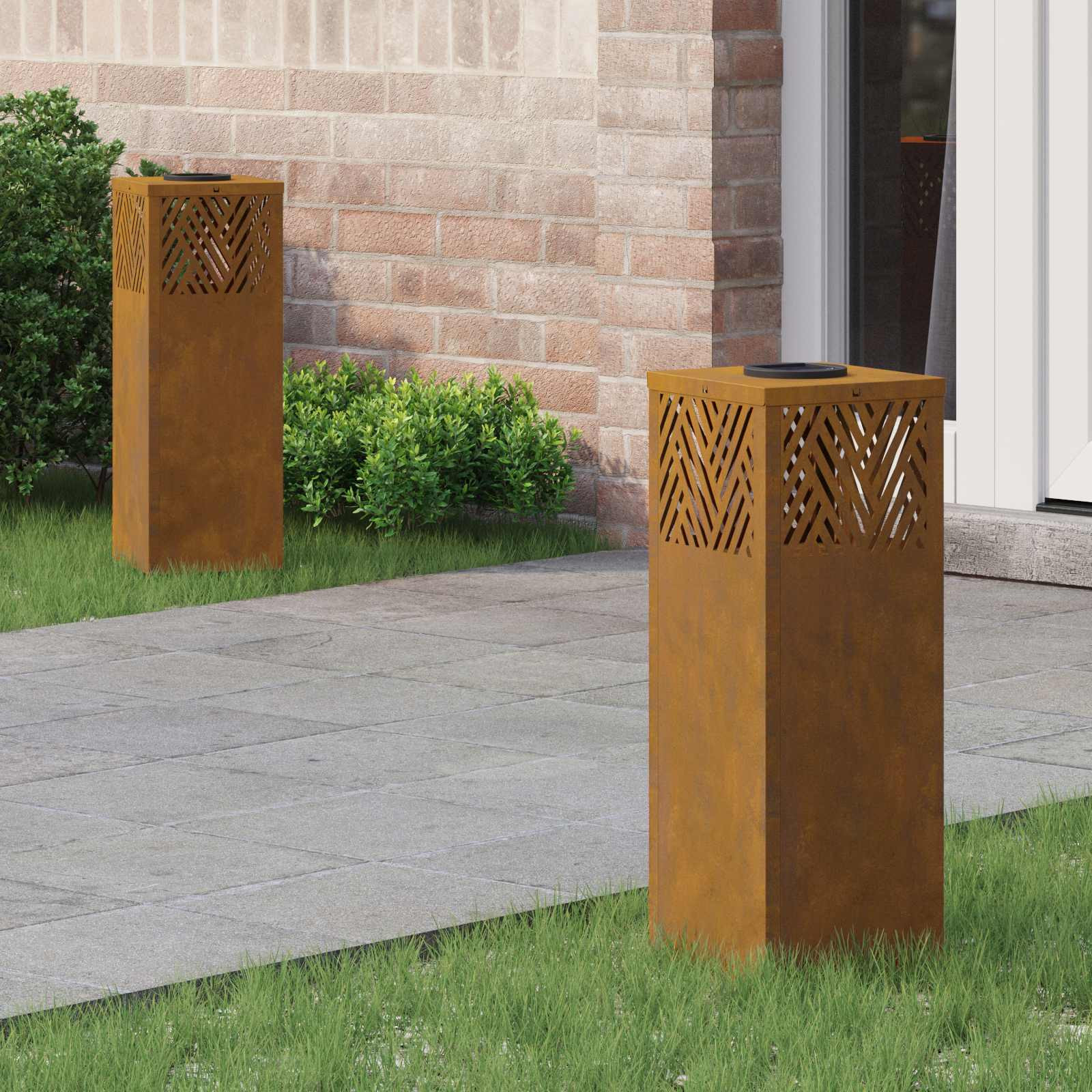 vidaXL Solar LED Weg Licht 2 pcs Warmes Weiß 18 x 18 x 50 cm