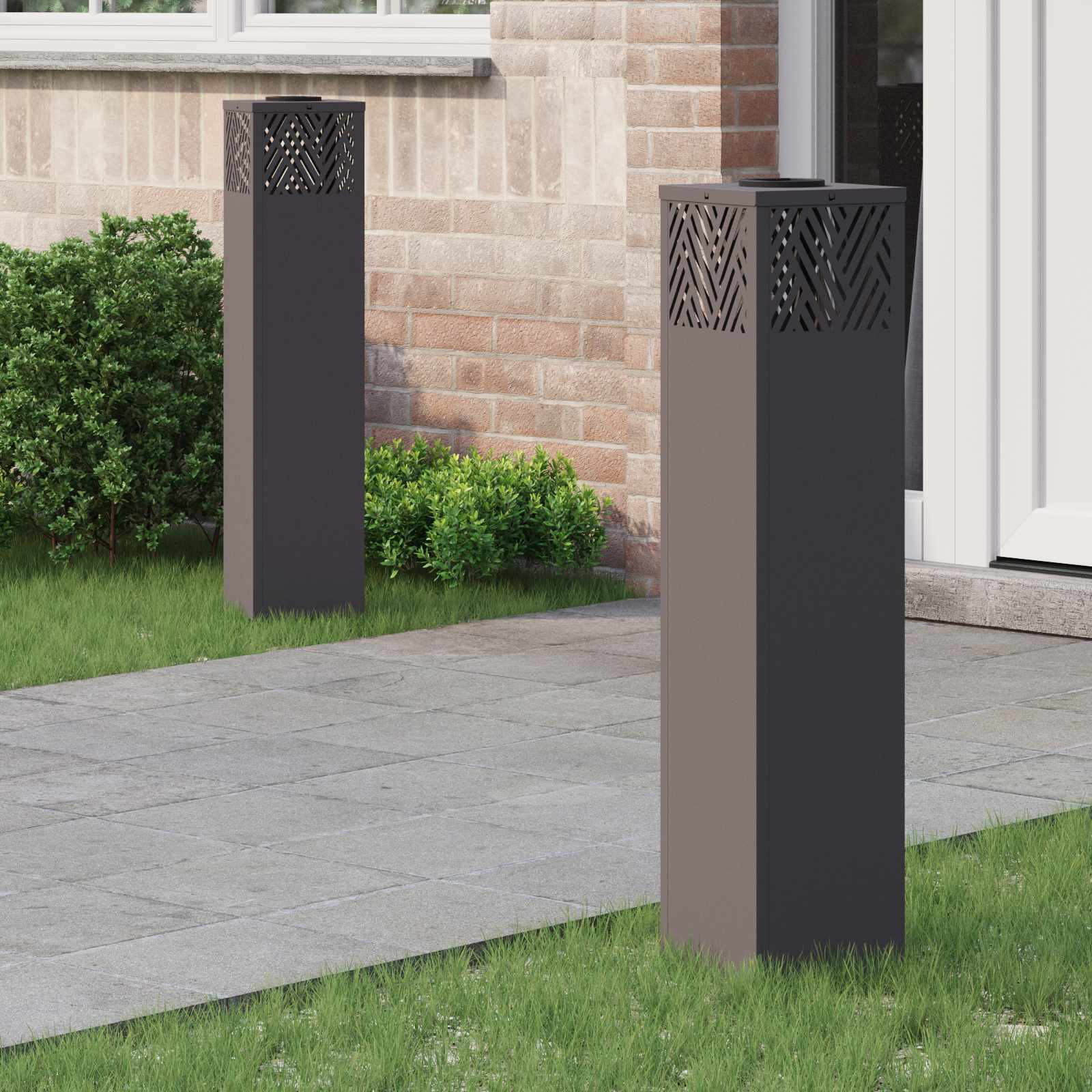 vidaXL Solar LED Weg Licht 2 pcs Warmes Weiß 18 x 18 x 80 cm