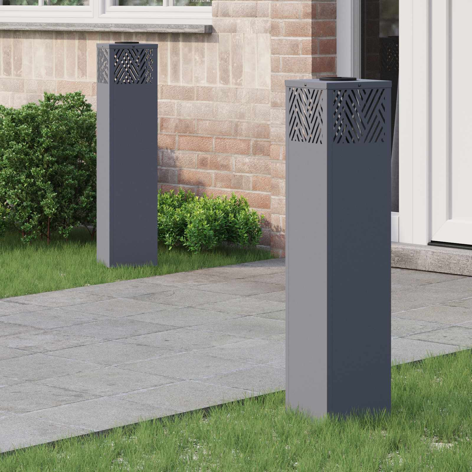 vidaXL Solar LED Weg Licht 2 pcs Warmes Weiß 18 x 18 x 80 cm