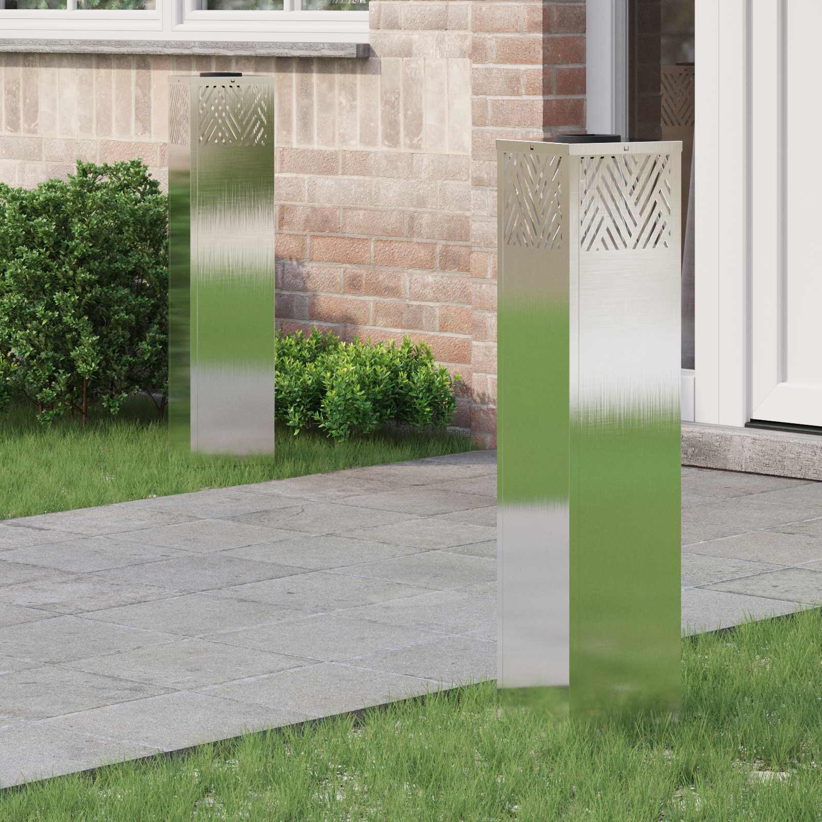 vidaXL Solar LED Weg Licht 2 pcs Warmes Weiß 18 x 18 x 80 cm Edelstahl