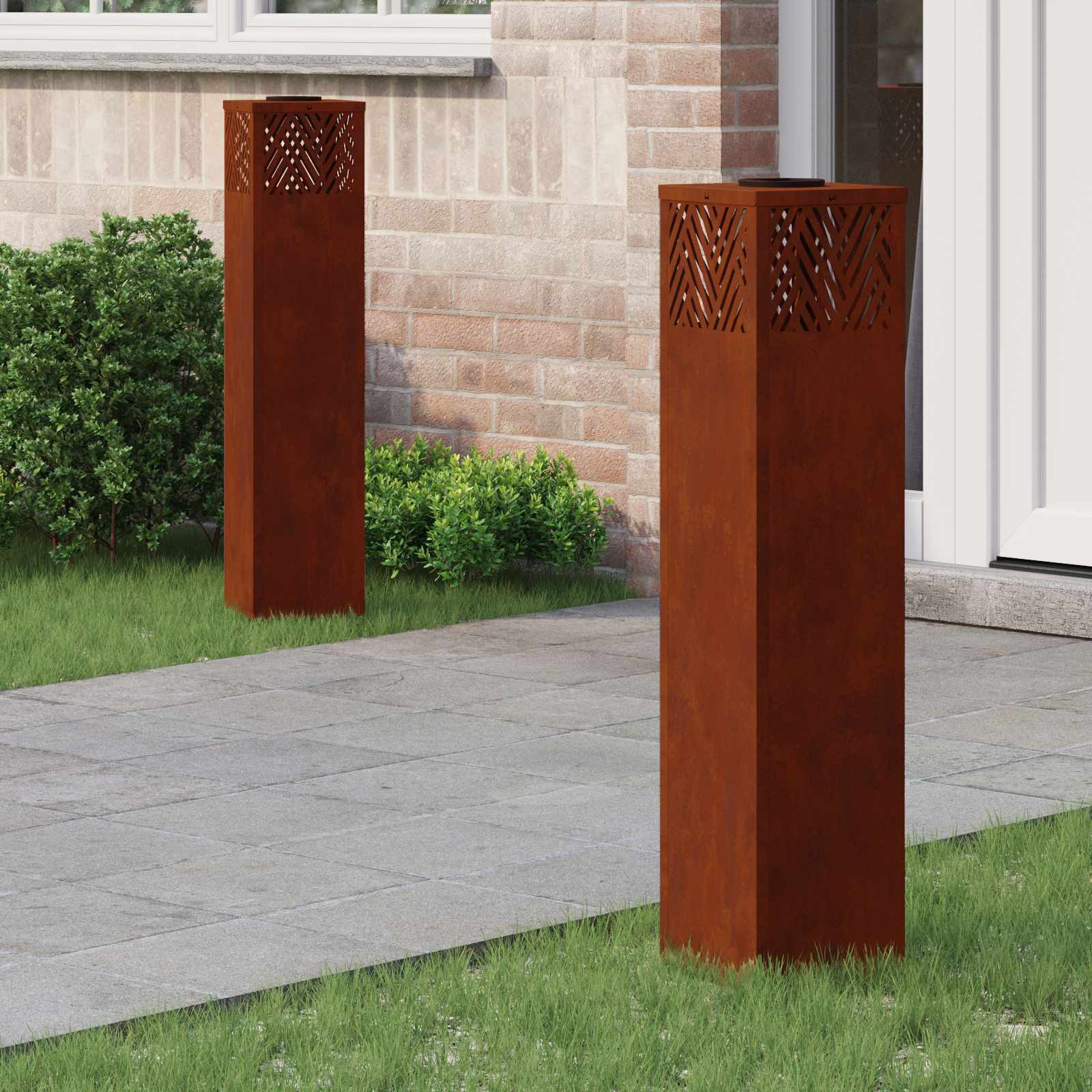 vidaXL Solar LED Weg Licht 2 pcs Warmes Weiß 18 x 18 x 80 cm