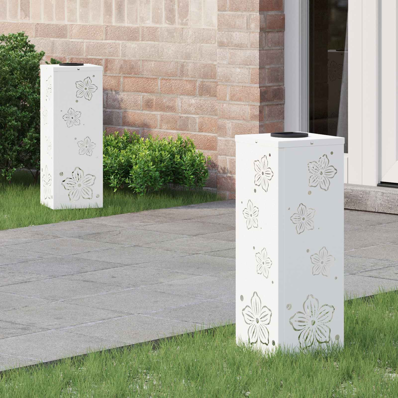 vidaXL Solar LED Weg Licht 2 pcs Warmes Weiß 18 x 18 x 50 cm
