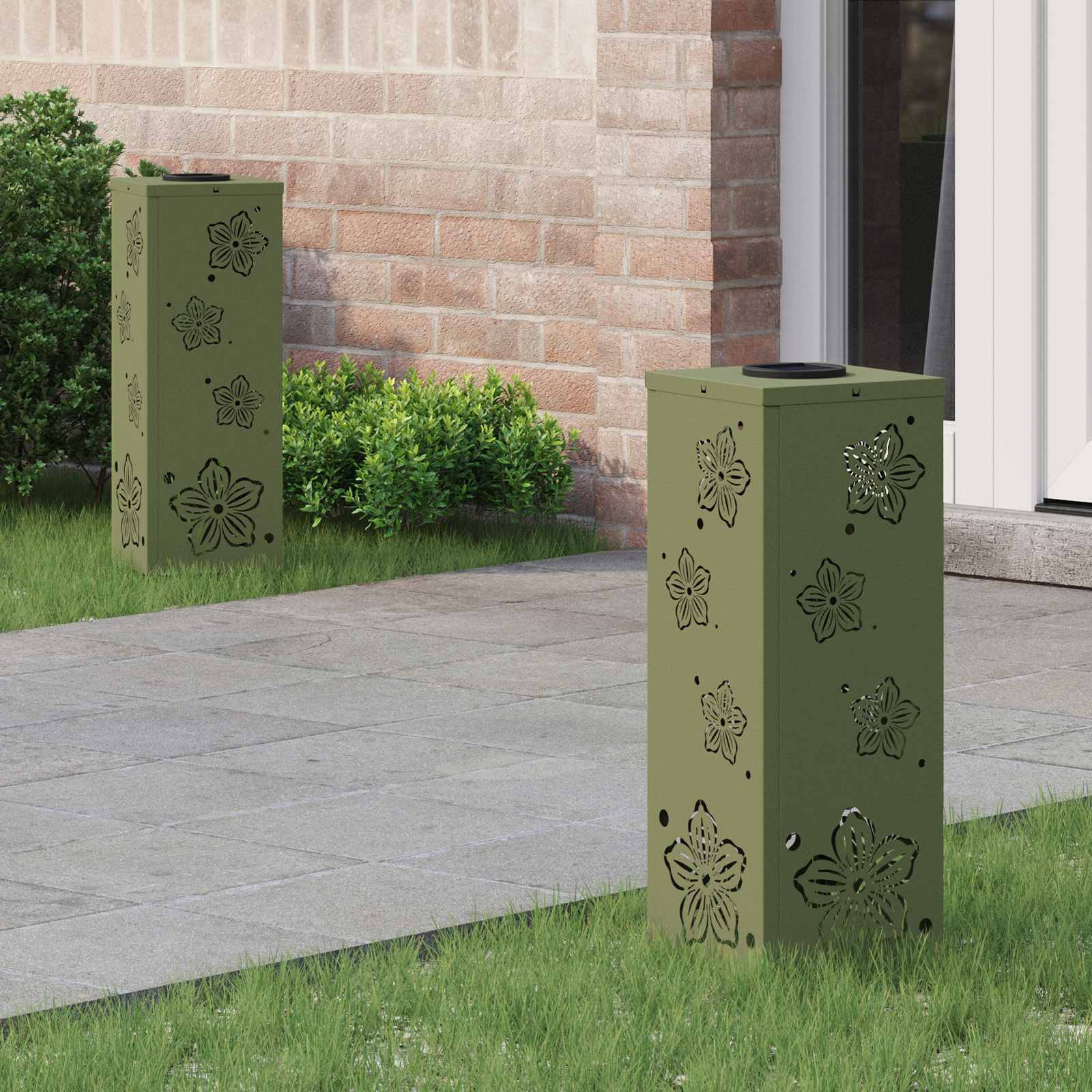 vidaXL Solar LED Weg Licht 2 pcs Warmes Weiß 18 x 18 x 50 cm