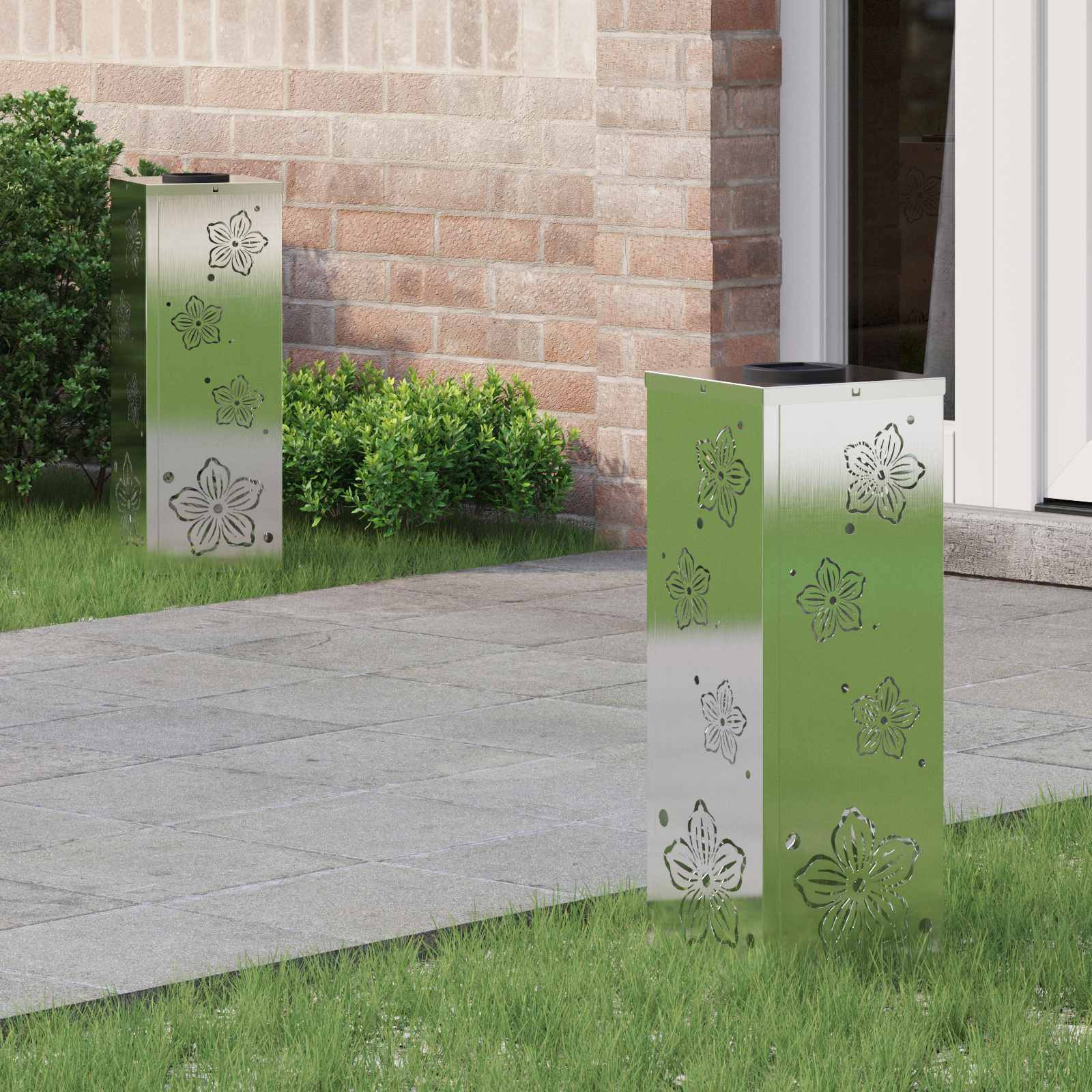 vidaXL Solar LED Weg Licht 2 pcs Warmes Weiß 18 x 18 x 50 cm Edelstahl