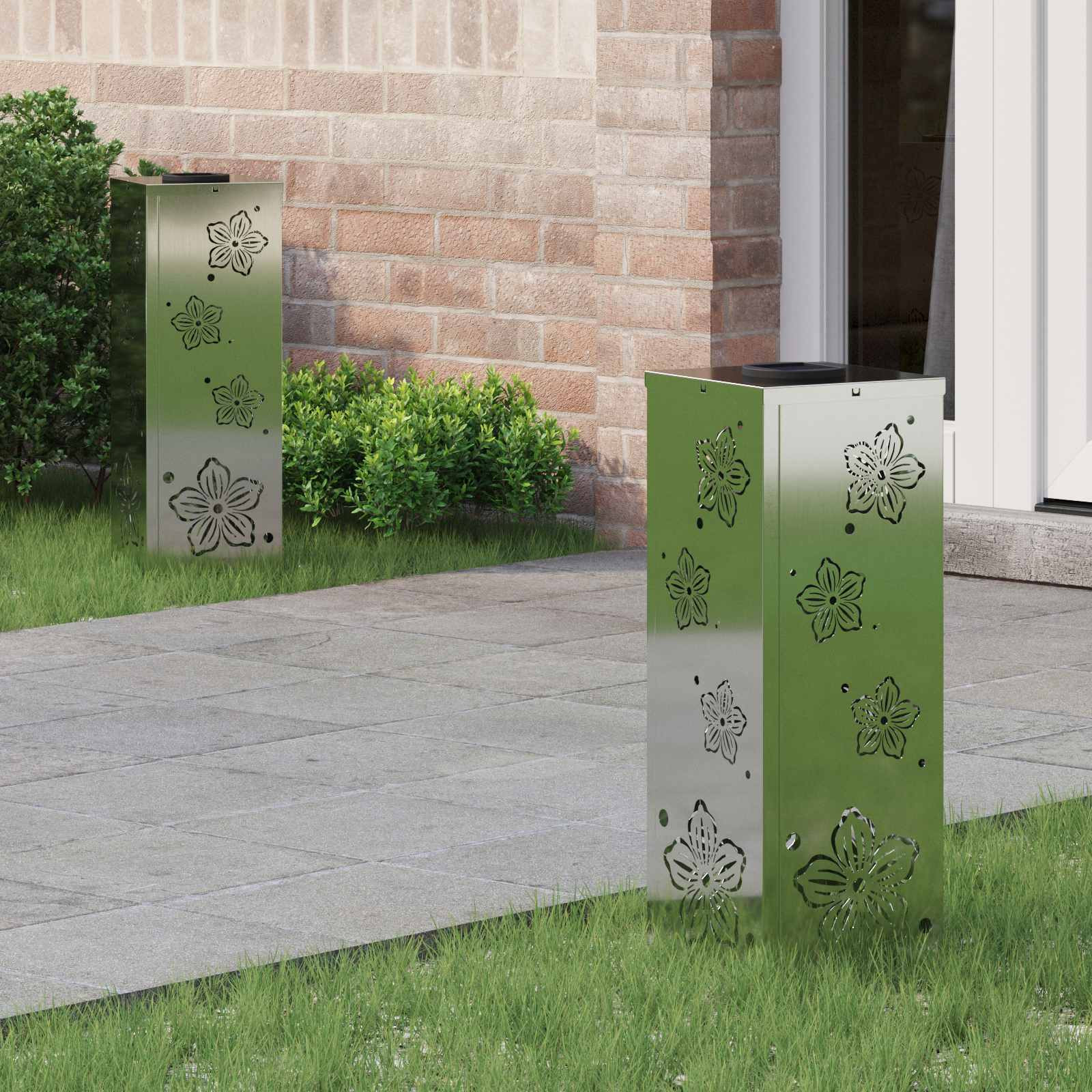 vidaXL Solar LED Weg Licht 2 pcs Warmes Weiß 18 x 18 x 50 cm