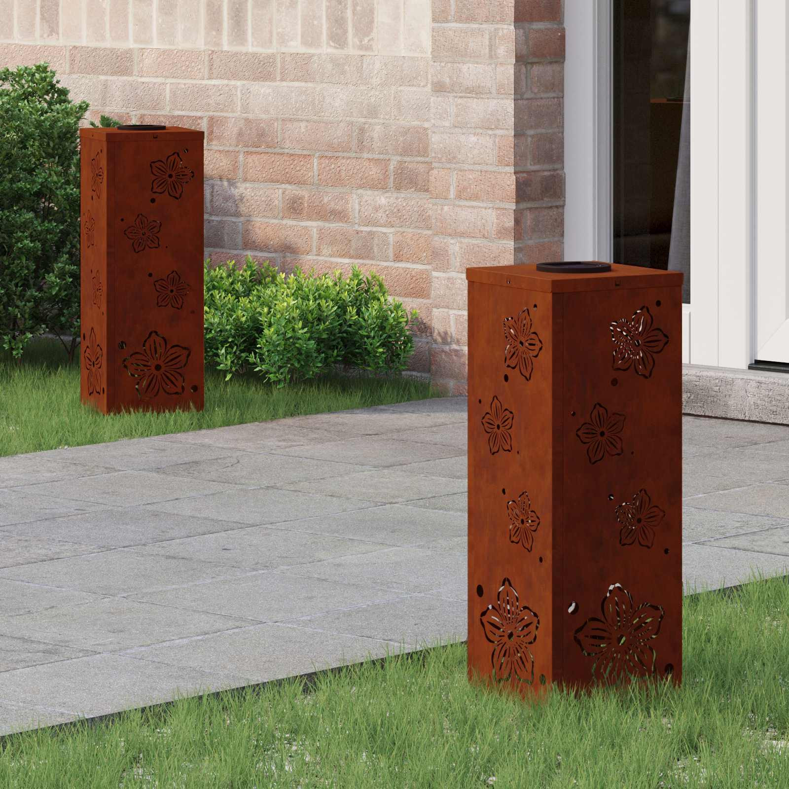 vidaXL Solar LED Weg Licht 2 pcs Warmes Weiß 18 x 18 x 50 cm